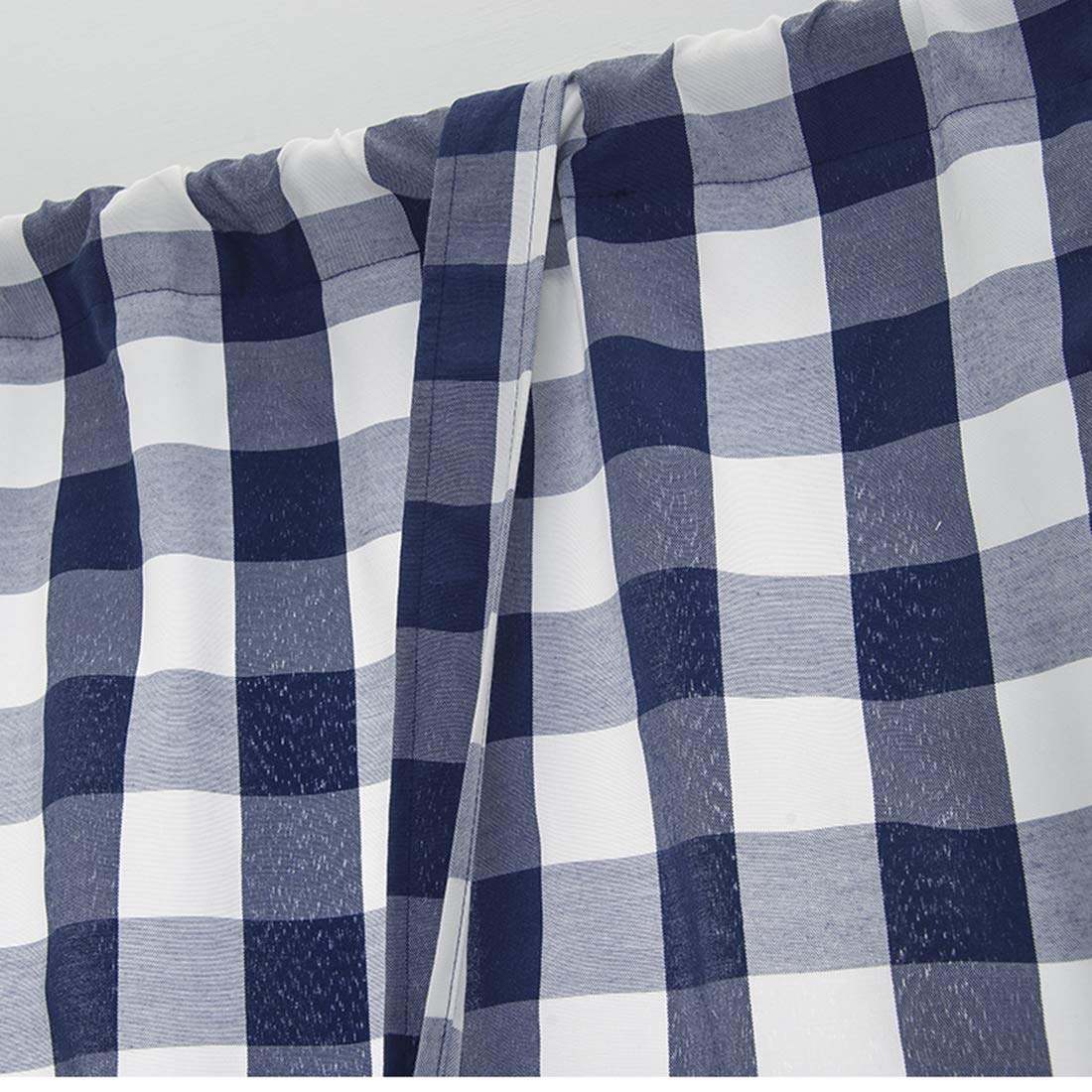 Buffalo Check Thermal Insulated Tie-Up Window Curtains - Plaid Print Roman Shades with Rod Pocket & Balloon Design - Room Darkening Kitchen Valance for Small Windows (31x55 Inches, Blue) - Perfect for Cozy Farmhouse Kitchens, Bedrooms & Living Rooms