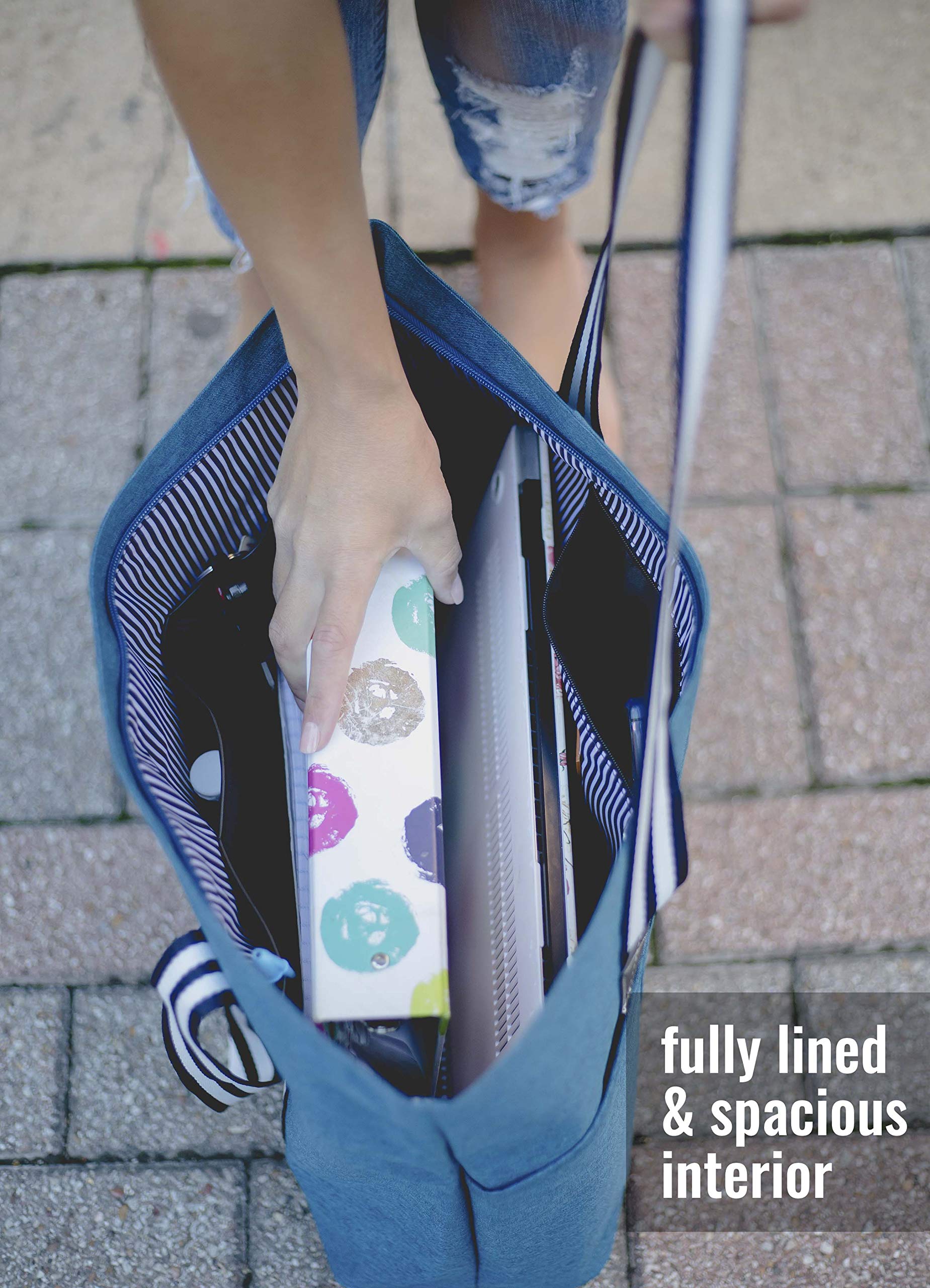 Sturdy Canvas Tote Bag for Grandma with Zipper & Pocket - Perfect for Shopping & Daily Use
