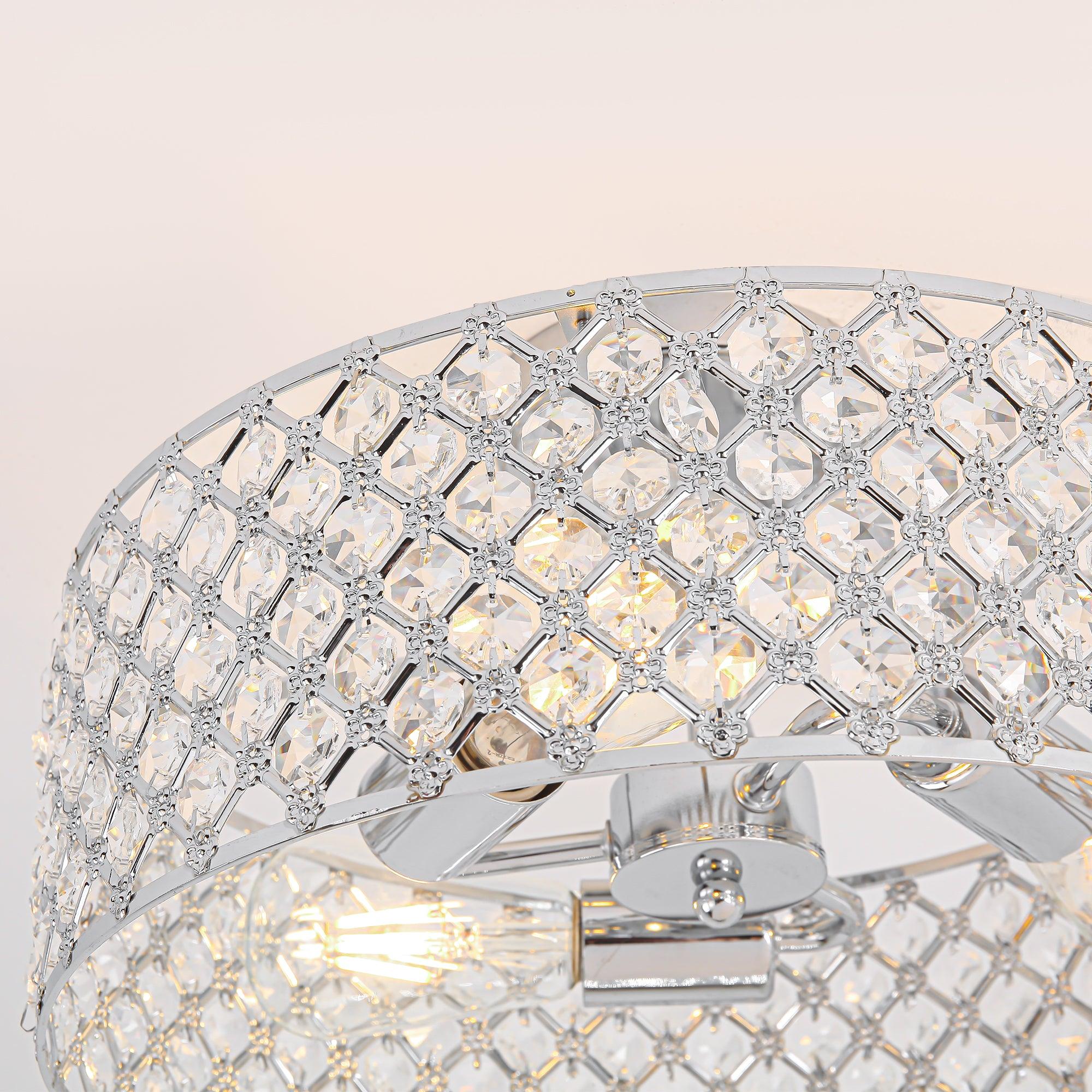 15 Inch 3-Light Modern Chrome Semi-Flush Mount Ceiling Light Fixture - Perfect for Bedroom, Living Room, and Hallway Lighting