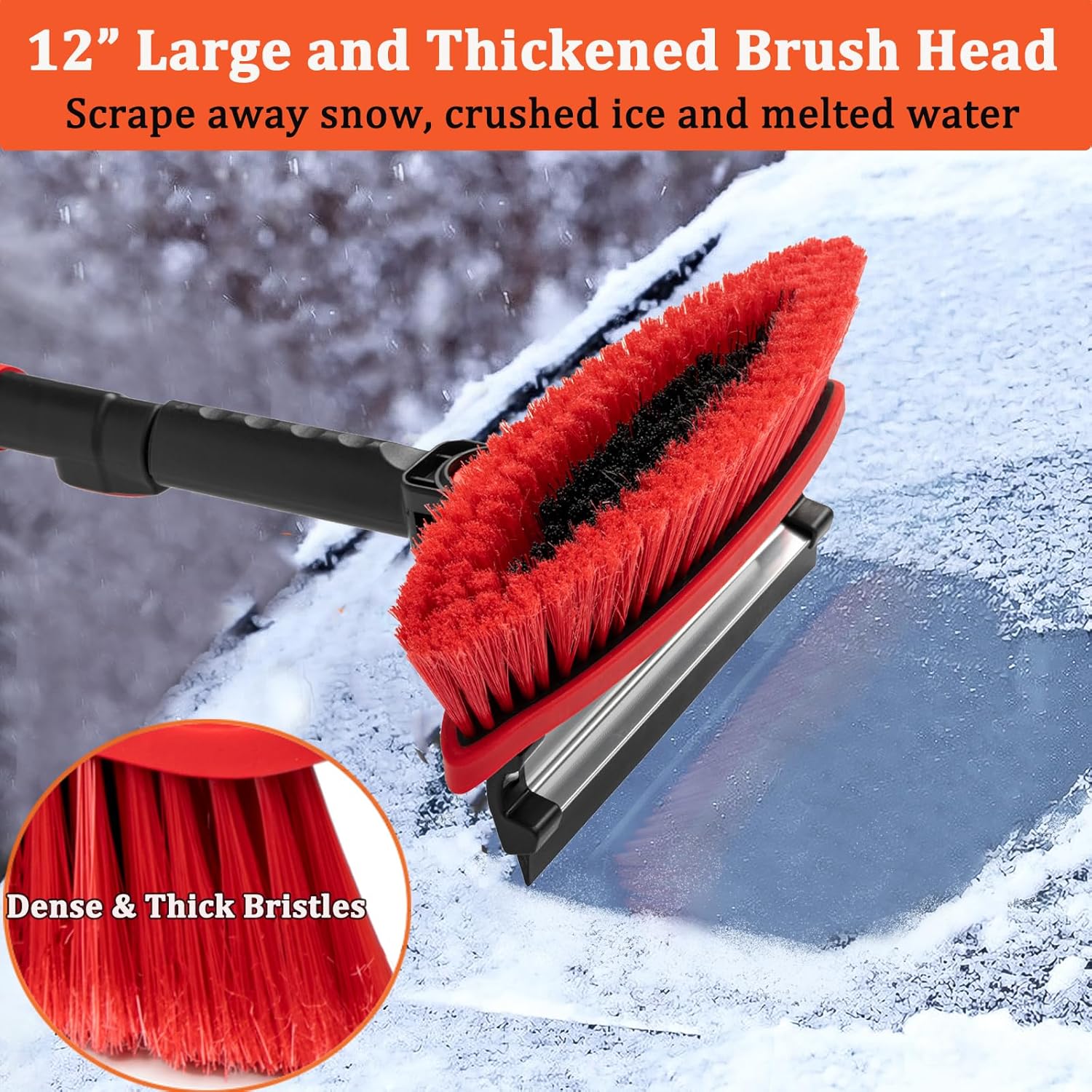 31-39 Inch Adjustable Snow Shovel with Ice Scraper & Broom - Heavy Duty Extendable Snow Removal Tool for Driveway, Sidewalk & Car - Winter Essential for Home & Outdoor Use