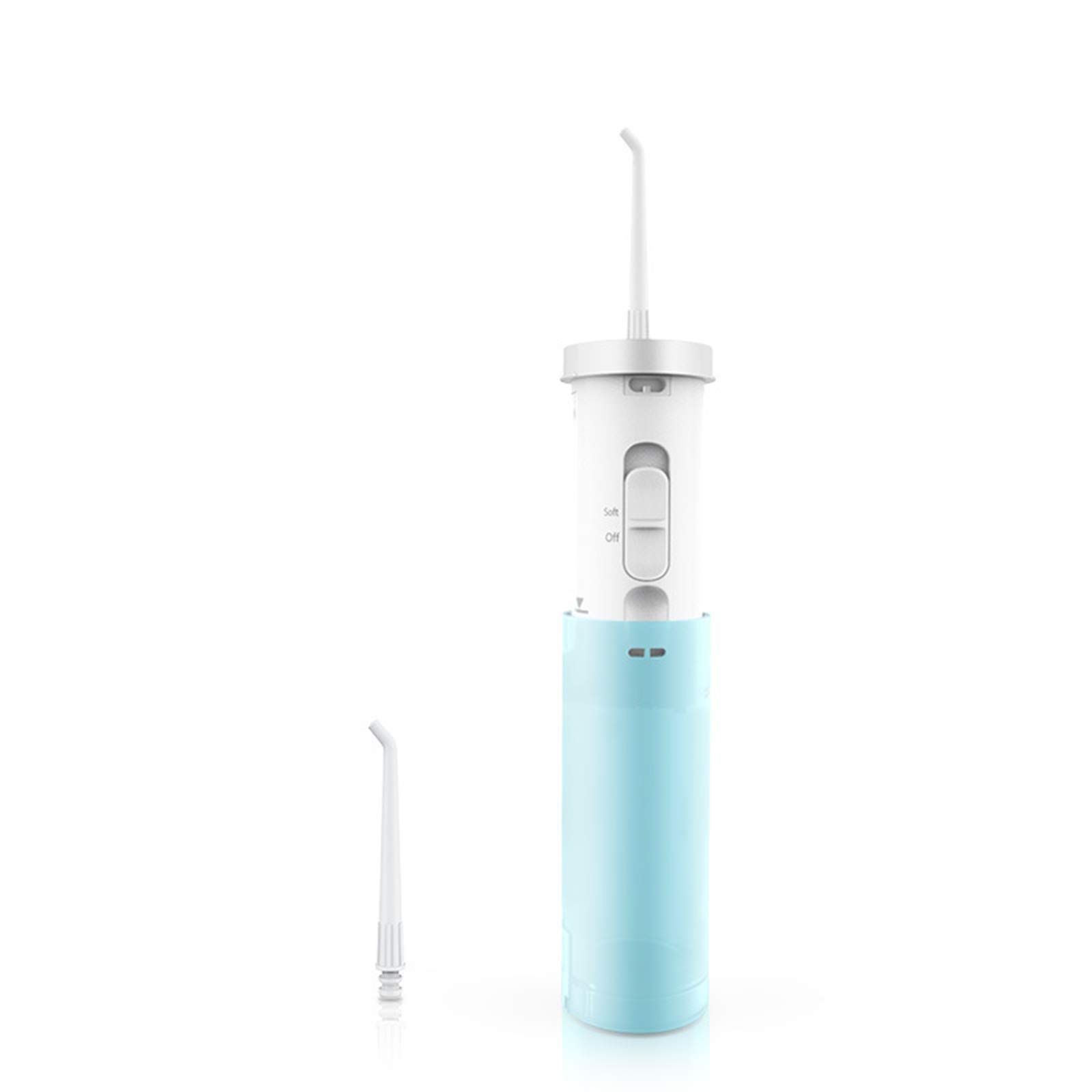 AWJK Cordless Water Flosser for Teeth Cleaning - 180ML Portable Oral Irrigator with 2 Modes & 2 Jet Tips, IPX7 Waterproof, USB Rechargeable Dental Flosser for Travel, Office, and Home Use - Blue
