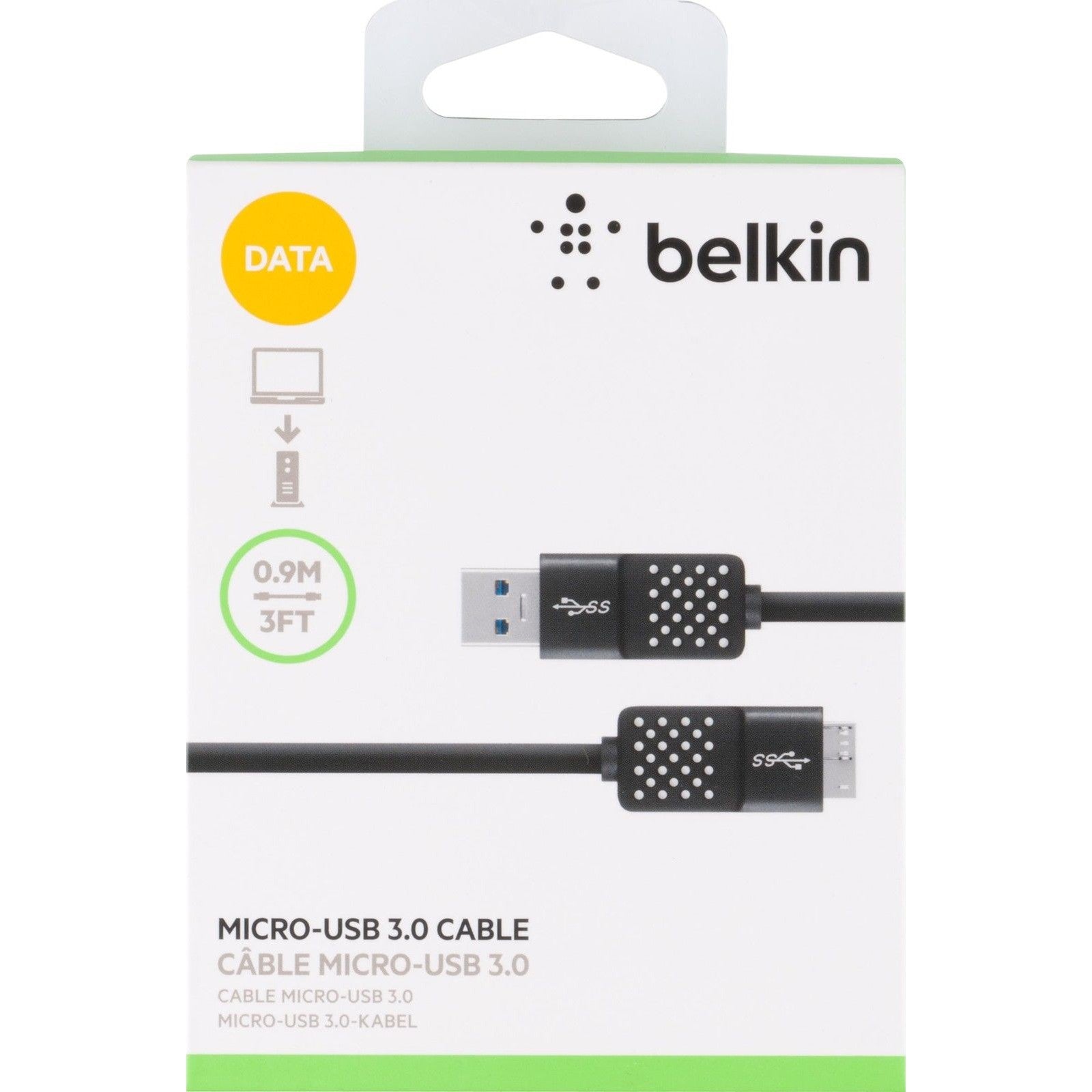 Belkin Micro USB 3.0 Cable 0.9M (3ft) High-Speed Charging & Data Sync Cable - Compatible with Samsung, LG, HTC & More - Perfect for Home, Office & Travel Charging