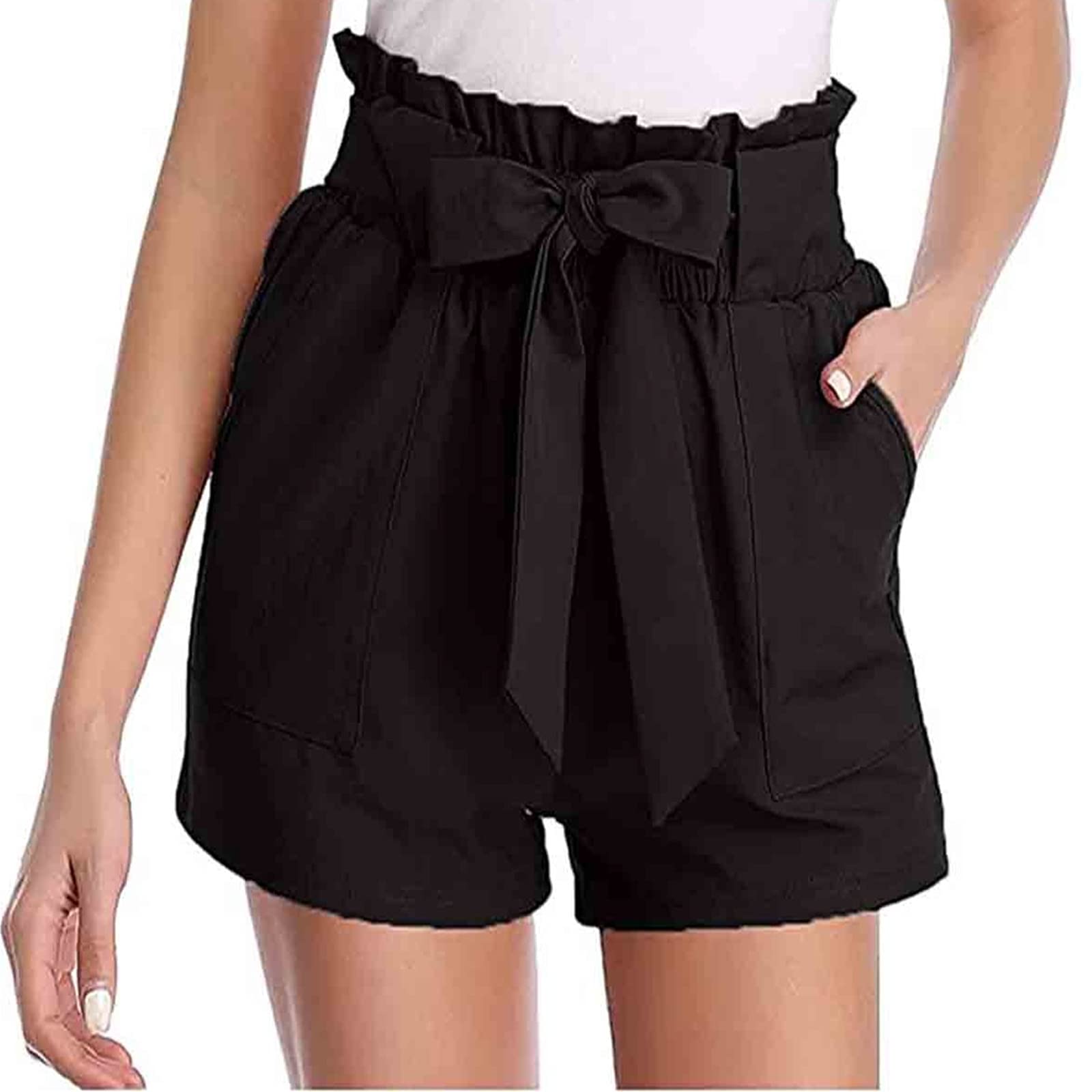 SHOWV Women's High Waist Yoga Shorts with Pockets - Athletic Running Workout Shorts with Drawstring | Perfect for Yoga, Gym, Jogging & Casual Wear