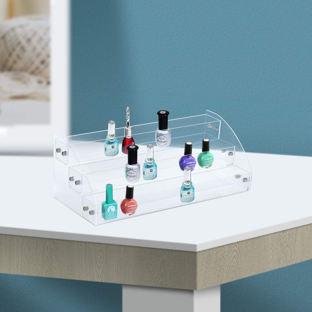 Ejoyous 3-Tier Transparent Acrylic Nail Polish Organizer - Multifunctional Cosmetic Display Stand for Essential Oils & Nail Polish Storage - Perfect for Salon, Home Vanity & Professional Makeup Artists