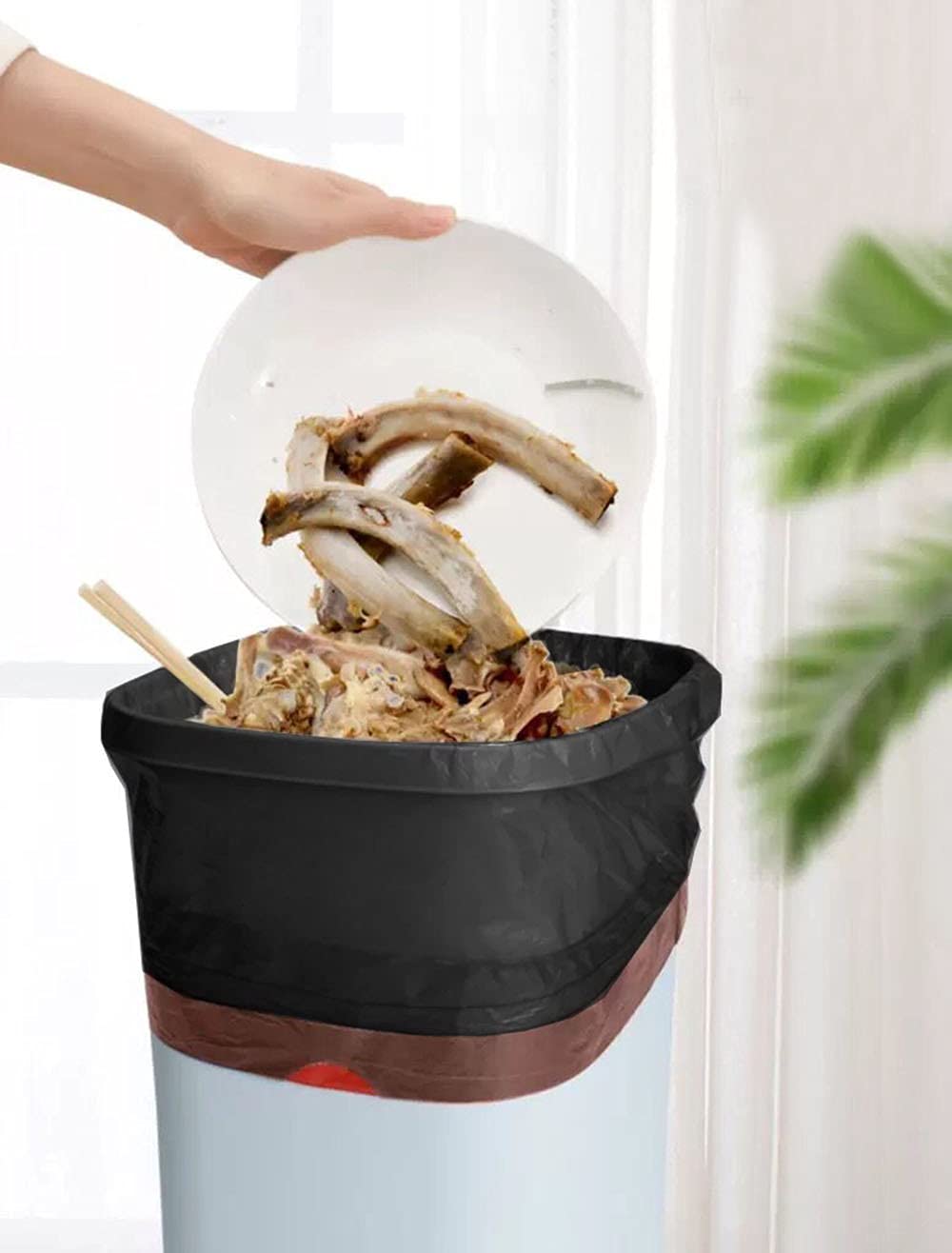 Feisco 6-7 Gallon Black Drawstring Trash Bags - Medium Garbage Can Liners (100 Count, 0.67 Mil Thick) - Perfect for Kitchen, Bathroom & Office Waste Disposal