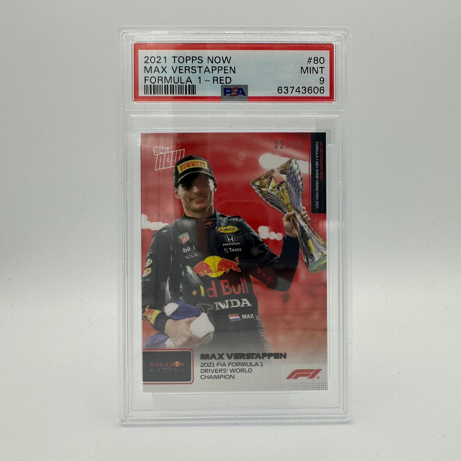 2021 FIA Formula 1 Max Verstappen Drivers' World Champion #80 PSA 9 Graded Trading Card - Perfect for F1 Collectors, Racing Fans, and Sports Memorabilia Enthusiasts