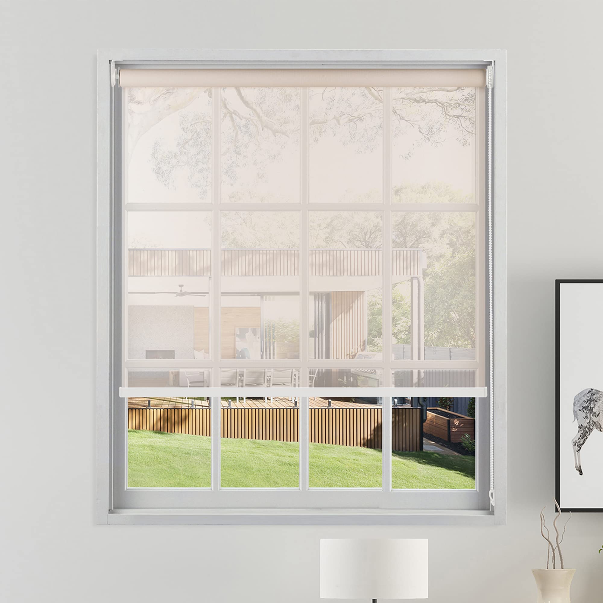 Sulugood Light Filtering Roller Blinds - UV Protection Window Shades for Home, Office & Hotel - Easy Installation Solar Shades, Beige 50