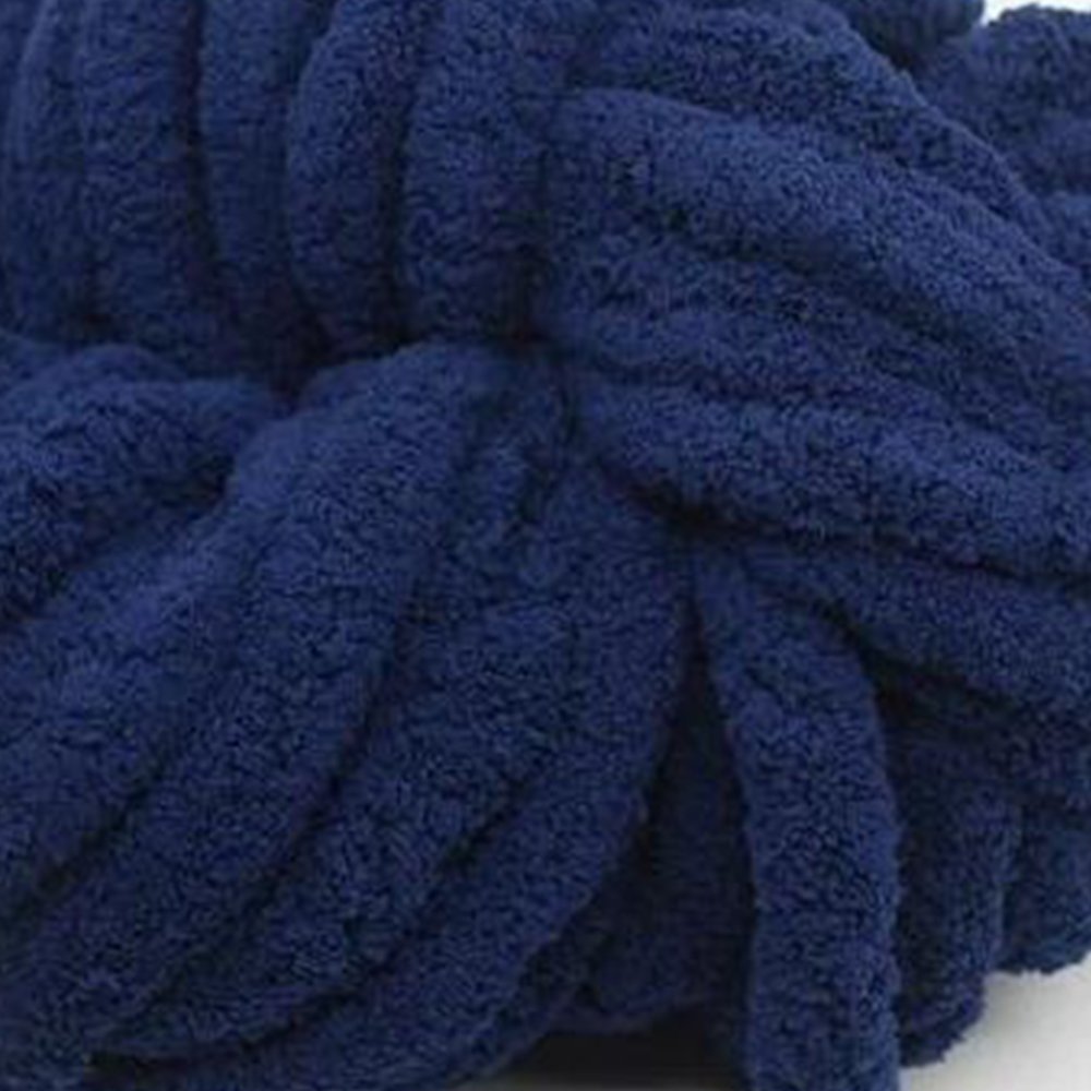 500g Navy Blue DIY Chenille Yarn - 100% Polyester Chunky & Jumbo Knitting Yarn for Blankets, Hats, Scarves - Soft & Luxurious Craft Yarn for Handmade Home Decor & Cozy Winter Accessories
