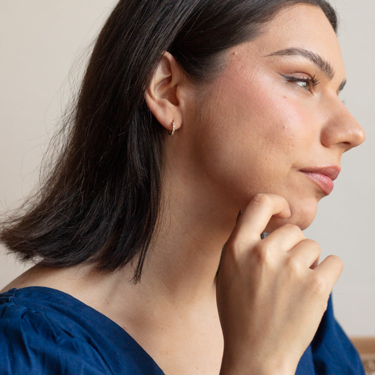 Solid Gold Diamond Huggie Hoop Earrings for Women - 14K Real Gold Small Hoops - Minimalist Everyday Stud Earrings - Perfect for Work, Date Night & Special Occasions