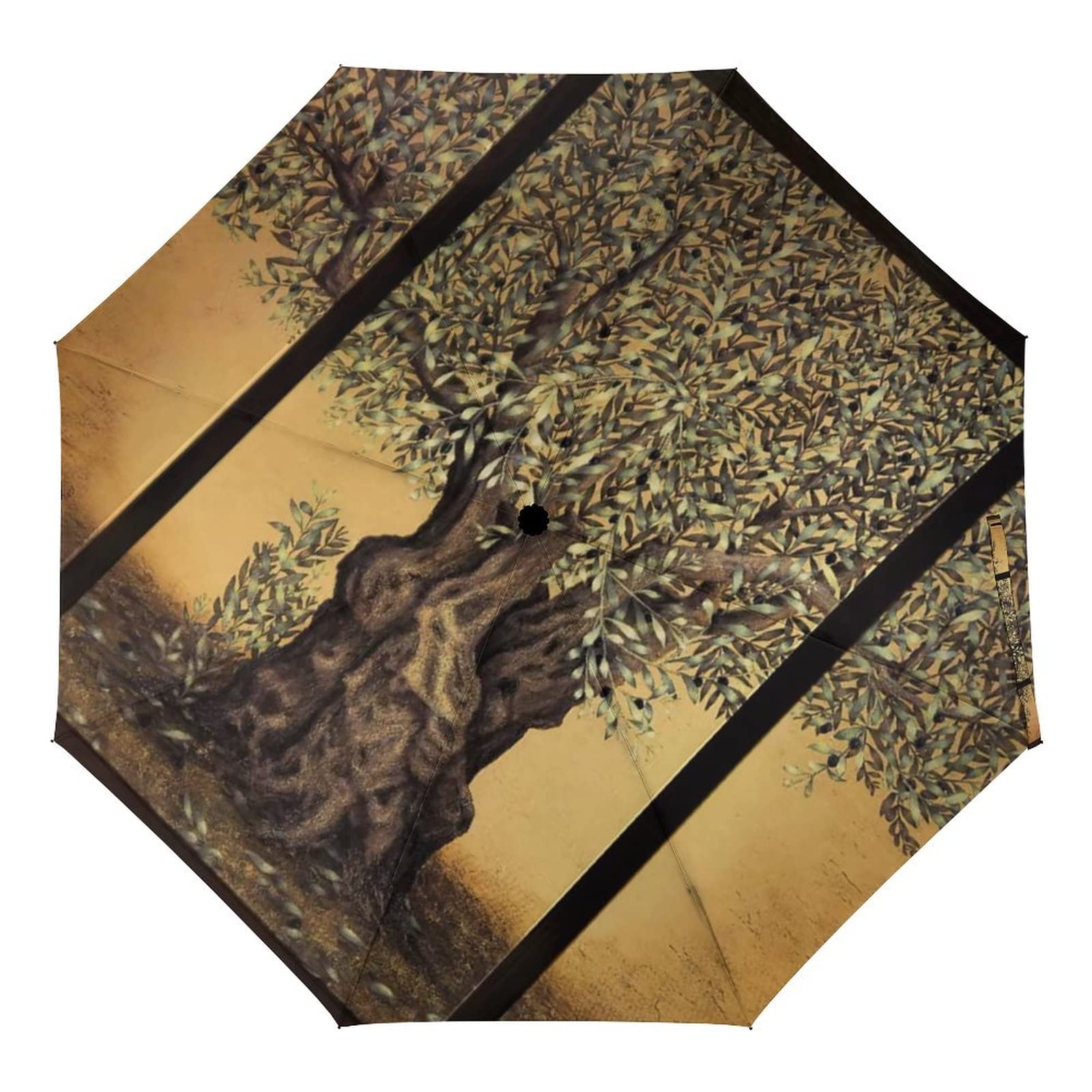 Windproof Compact Travel Umbrella with Auto Open/Close - 8 Rib Seamless Geometric Design, Waterproof & Portable for Rainy Days - Perfect for Commuting, Traveling and Outdoor Activities