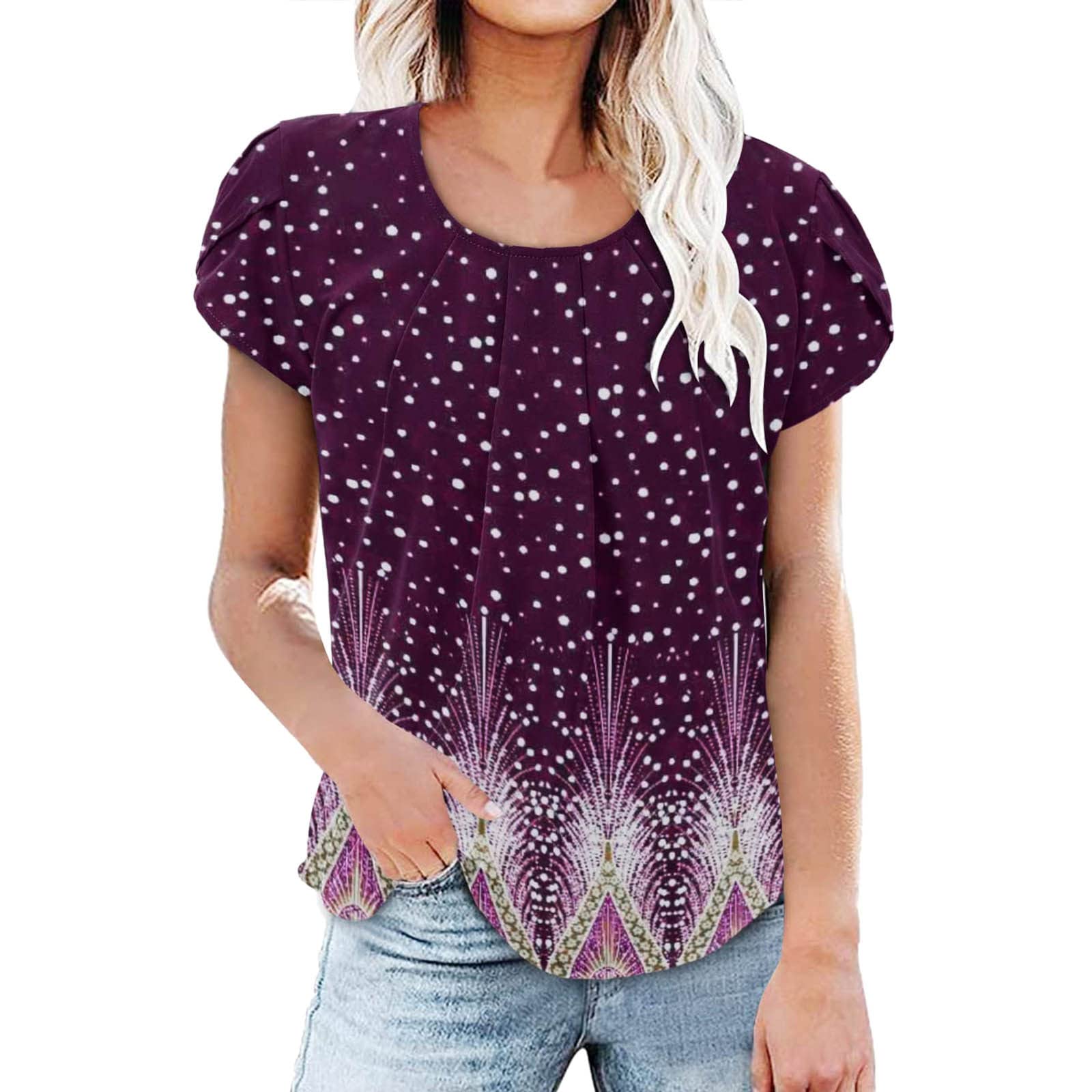 Women's Cotton Workout Tops - Short Sleeve T-Shirts & Cute Casual Blouses | Loose Fit Tunic Tees for Gym, Yoga & Everyday Wear