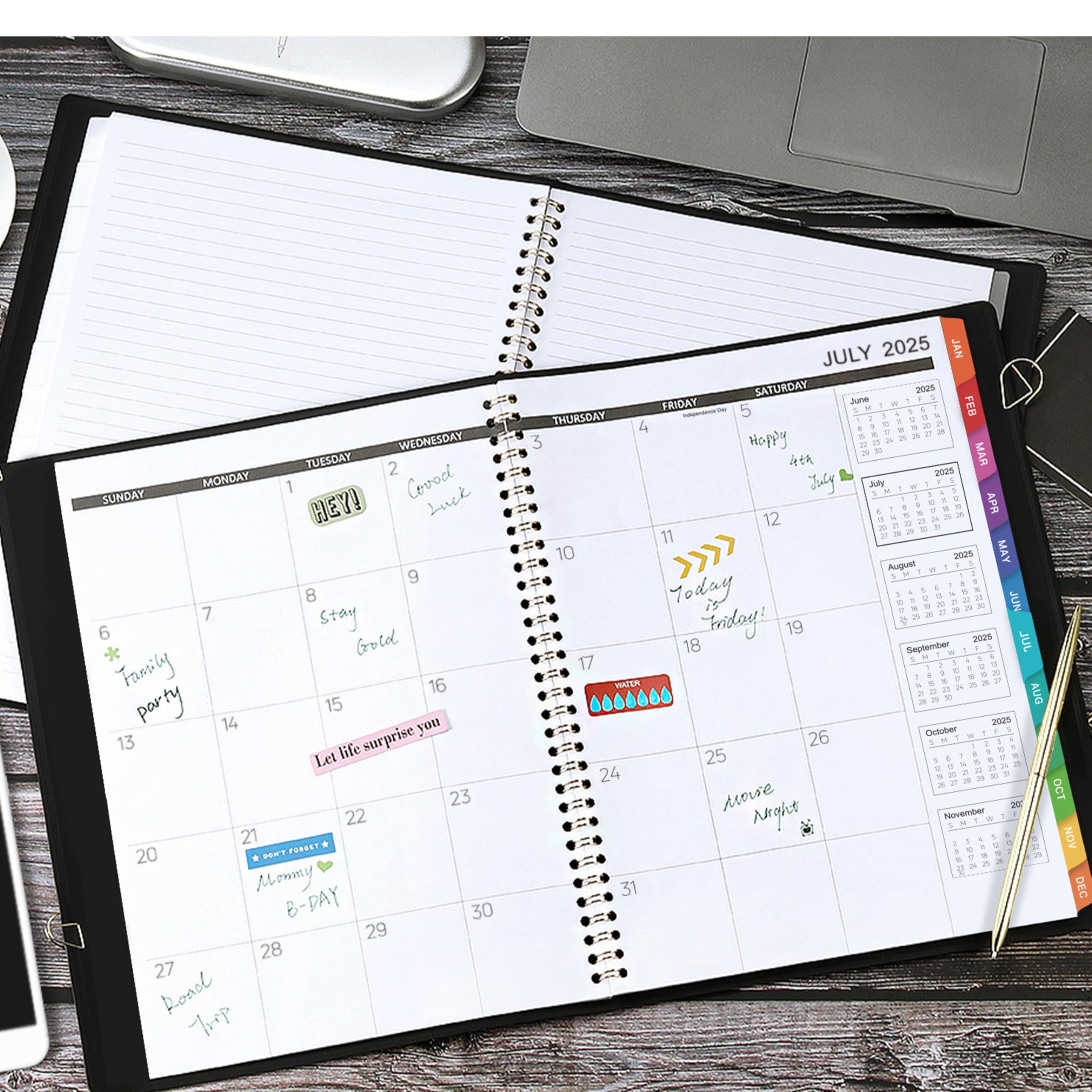 2025-2026 Monthly Planner Calendar - 18 Month Planner from July 2025 to December 2026, Faux Leather Cover, 8.86