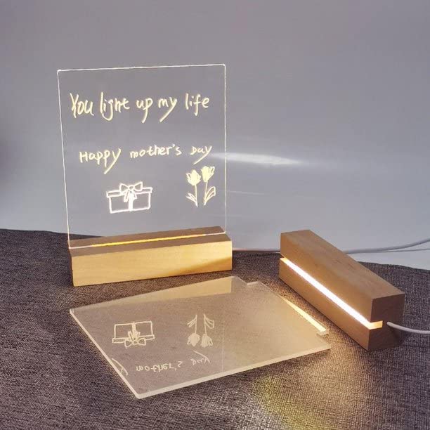 Kixre 3D Acrylic LED Night Light with Wood Base - Illusion Table Lamp for Bedroom, Kids Room & Home Decor - Perfect Night Light for Nursery, Gift & Relaxation