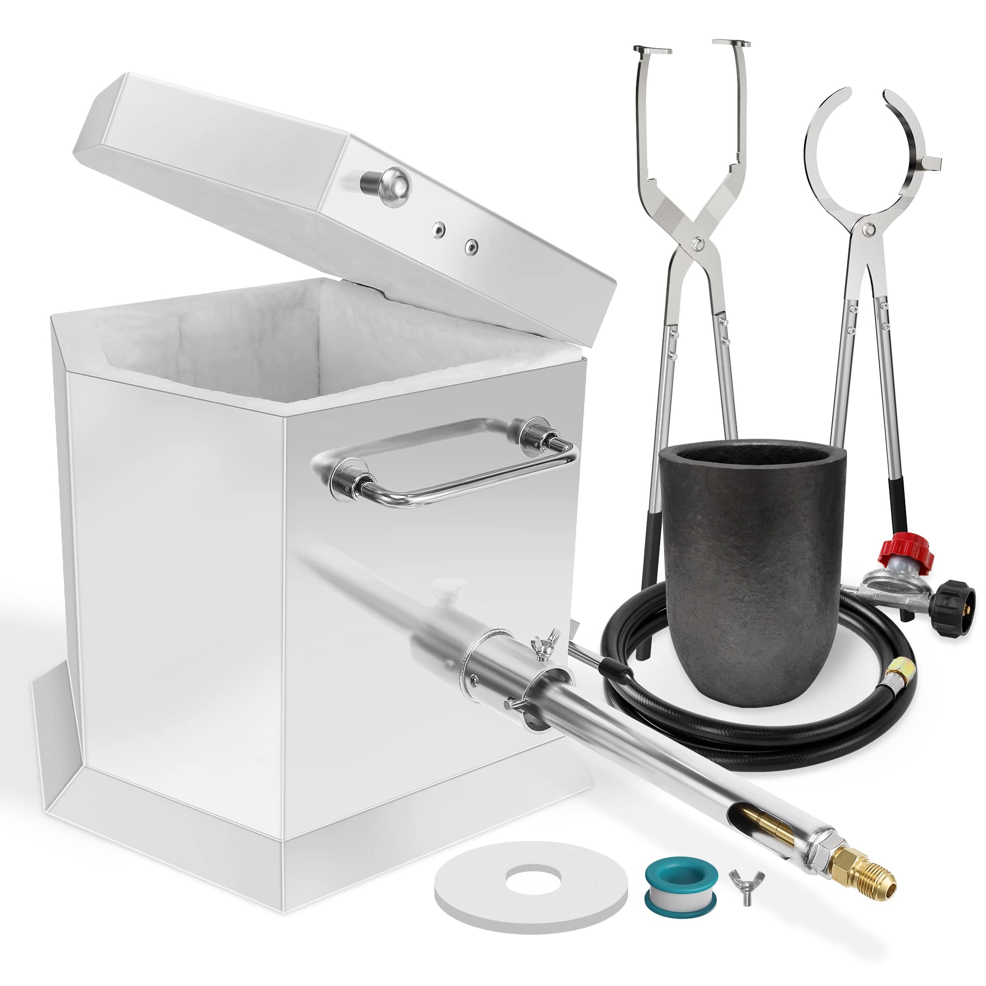 20lbs Propane Gas Melting Furnace Kit with Crucible & Tongs - Gold Silver Copper Aluminum Metal Smelter for Jewelry Making, DIY Casting & Metal Recycling | Perfect for Home Foundry, Blacksmithing & Unique Gift Creation