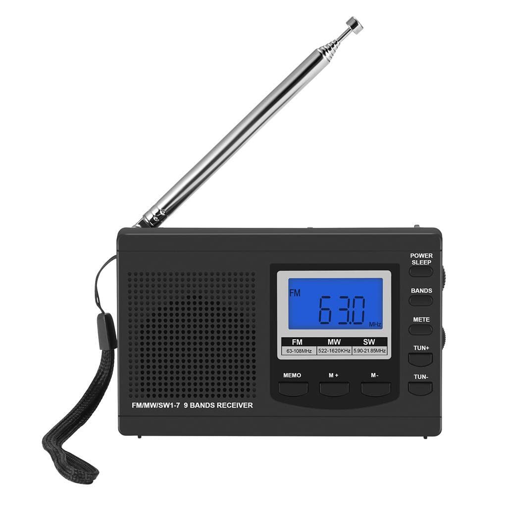 Portable AM/FM/SW Radio with Retractable Antenna, Alarm Clock, Battery Operated - Perfect for Home, Office, Travel & Emergency Use