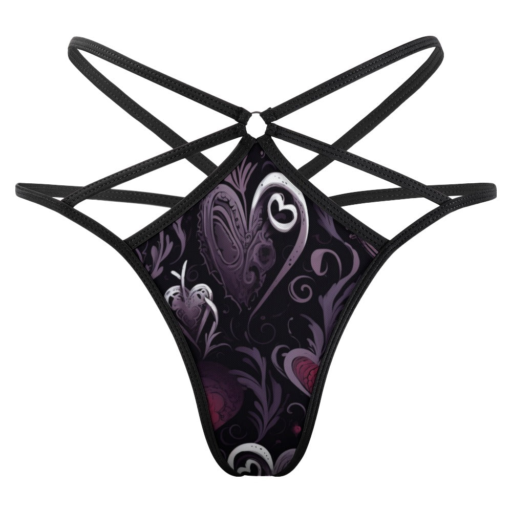 Sexy Hearts T-Back Thong Lingerie for Women - Comfortable & Breathable Underwear for Date Night, Bridal, or Special Occasions