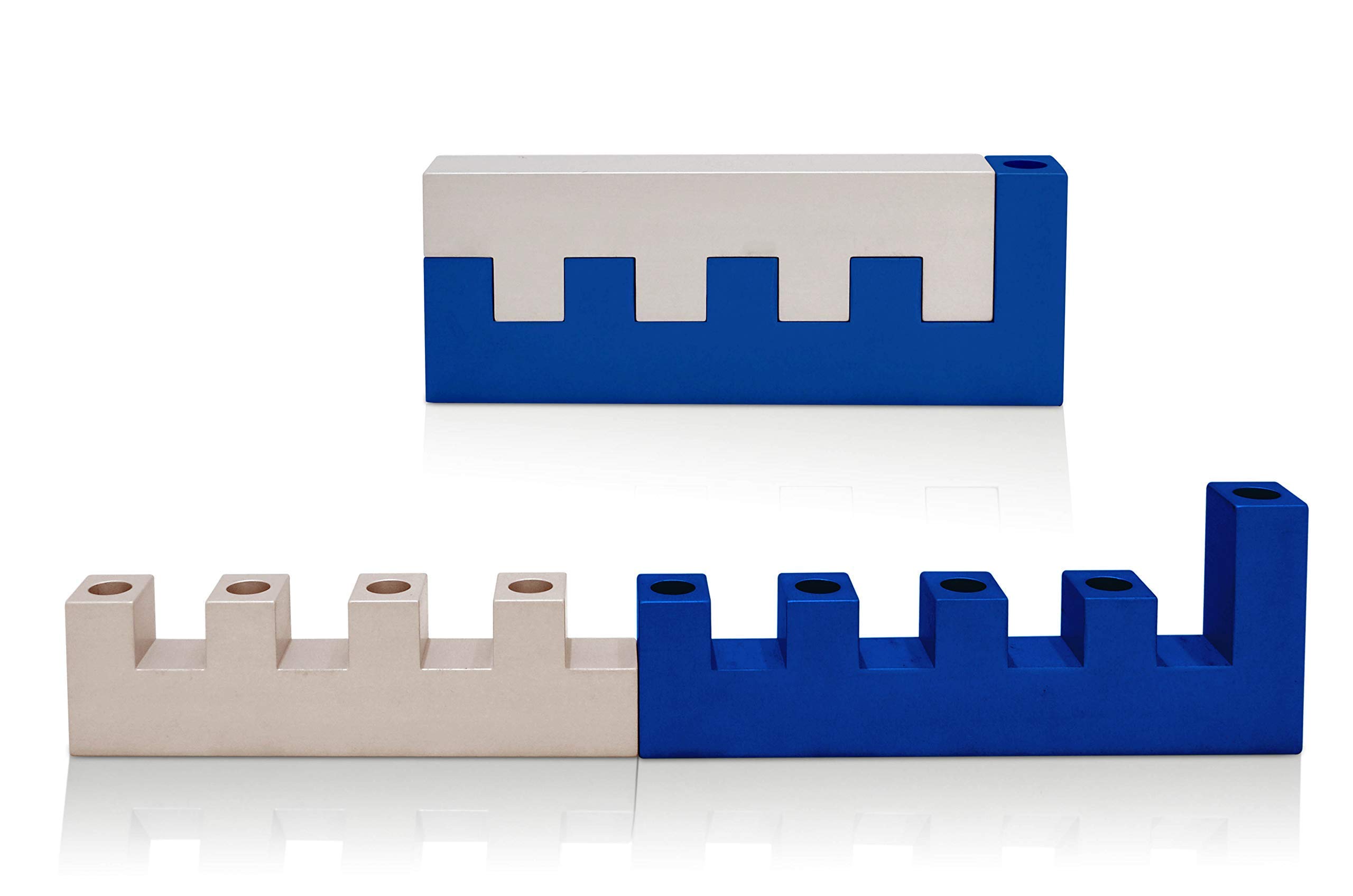 Blue Anodized Aluminum Hanukkah Menorah - Portable Travel Chanukiah for Hanukkah Celebrations | Perfect Hanukkah Gift for Home, Office & Travel Use