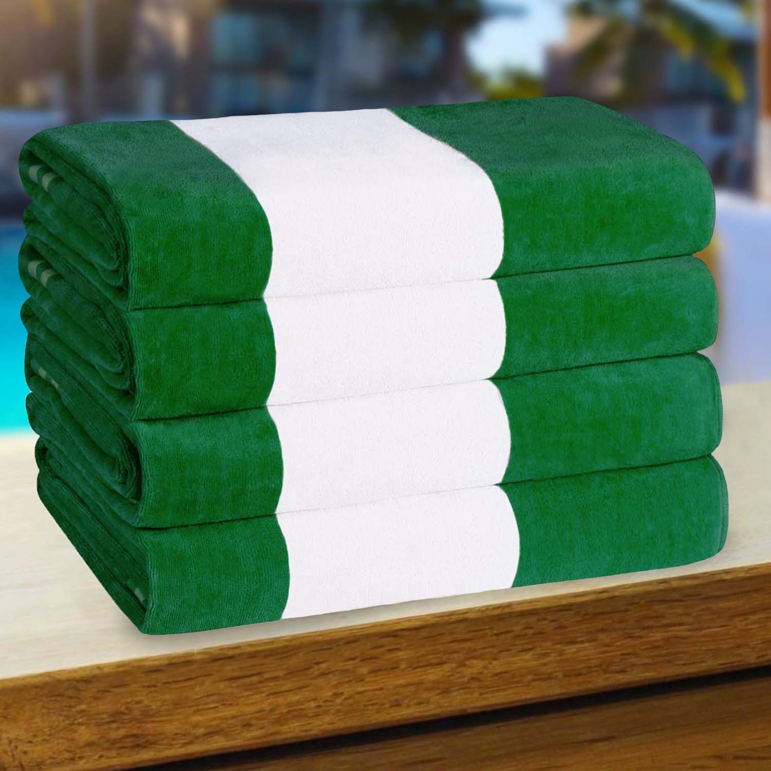 Premium Cabana Stripe Oversized Cotton Beach Towel Set of 2, 4, or 6 - Soft, Absorbent & Quick-Drying for Pool, Beach, Vacation & Spa Use