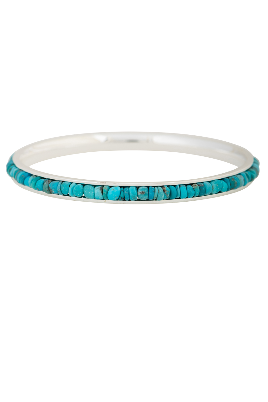 Paige Wallace Tiny Turquoise Bangle Bracelet for Women - Dainty Adjustable Boho Jewelry Gift for Her - Perfect for Everyday Wear, Layering & Special Occasions