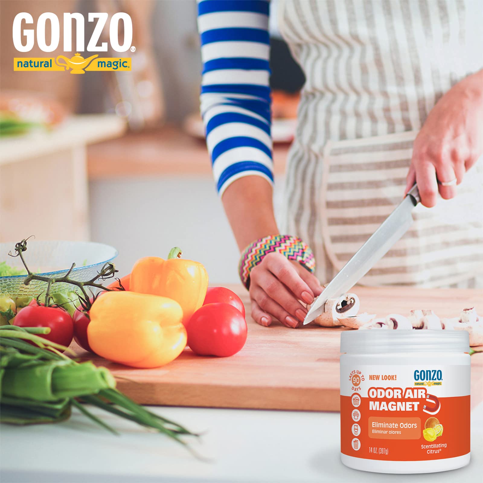 Gonzo Odor Absorbing Gel - 2 Pack (14 oz) - Powerful Odor Eliminator for Car, Closet, Bathroom & Pet Areas - Long-Lasting Freshness - Ideal for Home, Office, and Travel Use