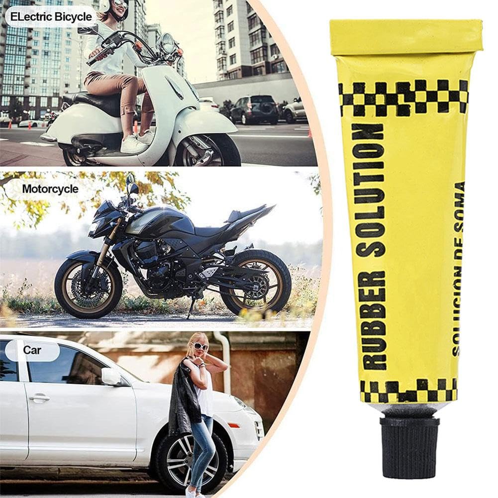 Bicycle Tire Repair Kit - Strong Inner Tube Puncture Adhesive Glue with Rubber Patches | Fix Flat Tires for Road Bikes, Mountain Bikes & Commuter Bikes | Emergency Bike Repair Tool for Cyclists