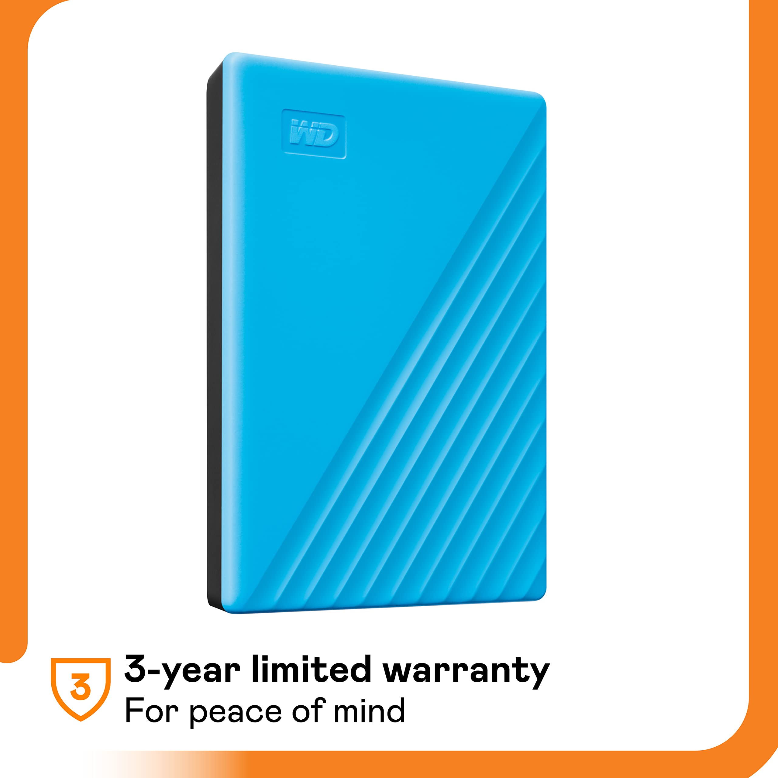 WD 6TB My Passport Portable External Hard Drive - USB 3.1/USB 3.0 Compatible, Password Protection & Ransomware Defense, Backup Software Included (Blue) - Perfect for Data Storage, Backup & Travel Use