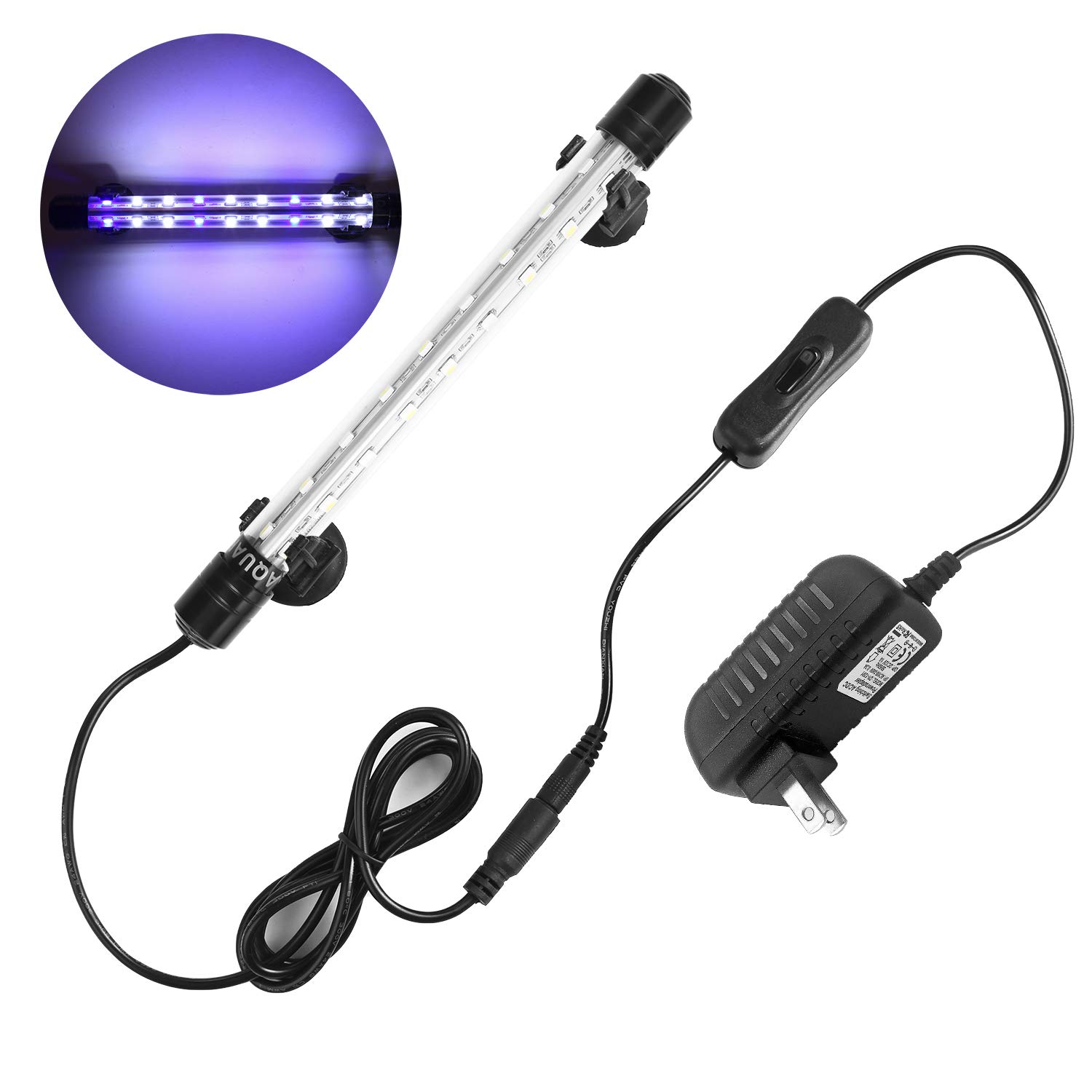 NO.17 Submersible LED Aquarium Light for Fish Tank - 240° Wide Angle Underwater Lighting with 5050 SMD 18 LEDs, IP68 Waterproof, 7.5W Energy Efficient - Perfect for Freshwater & Saltwater Fish Tanks, Coral Reefs, and Aquatic Plant Growth
