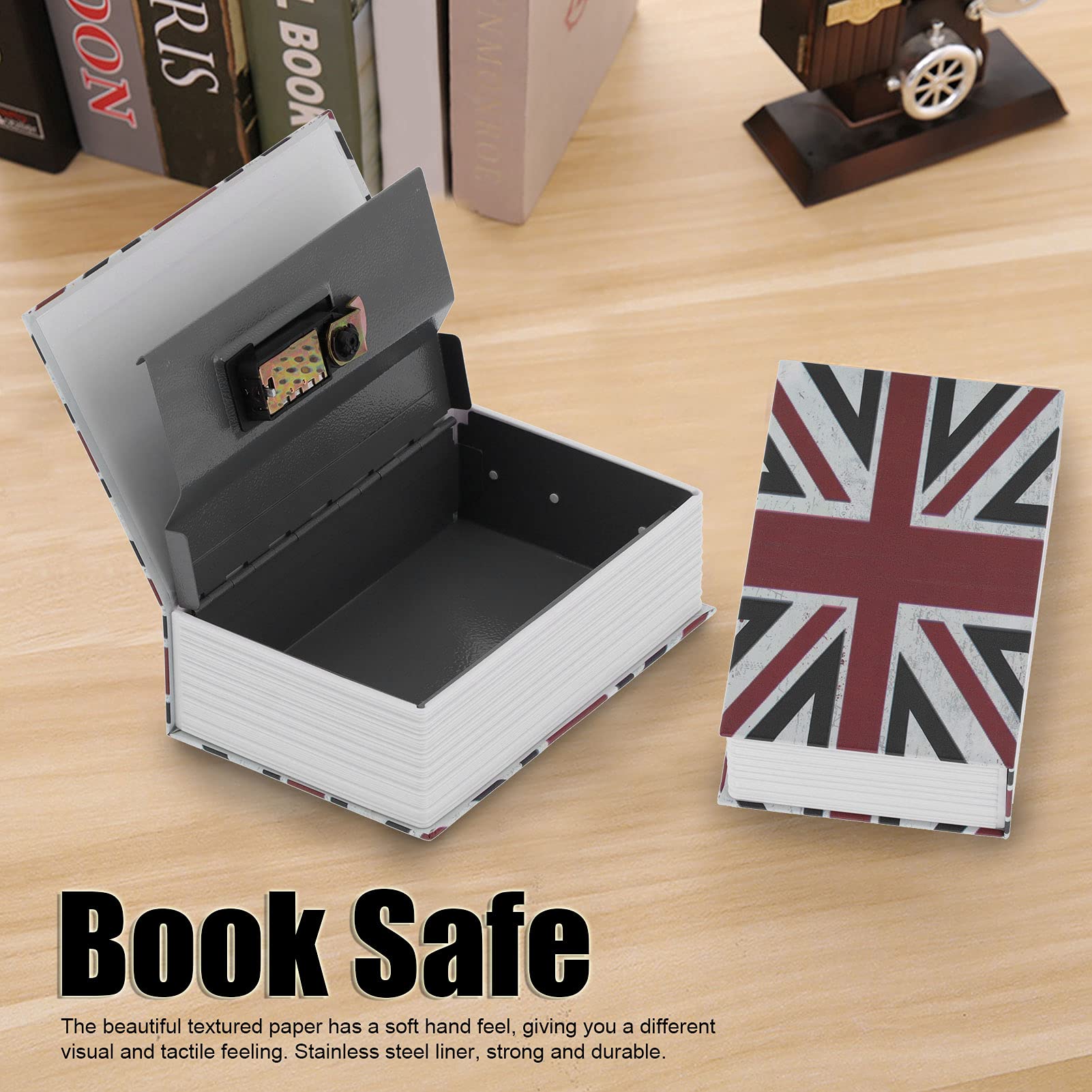 Hidden Book Safe with Combination Lock - Secret Storage Box for Cash, Jewelry & Valuables - Disguised as Mini Dictionary for Home, Office & Travel Security