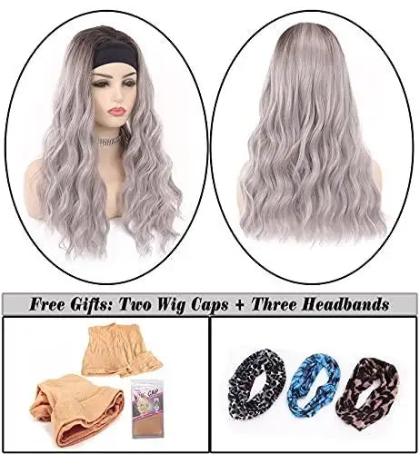 20 Inch Synthetic Wavy Headband Wig for Women - Natural Looking Heat Resistant Hairpiece for Daily Wear, Cosplay & Costume Parties