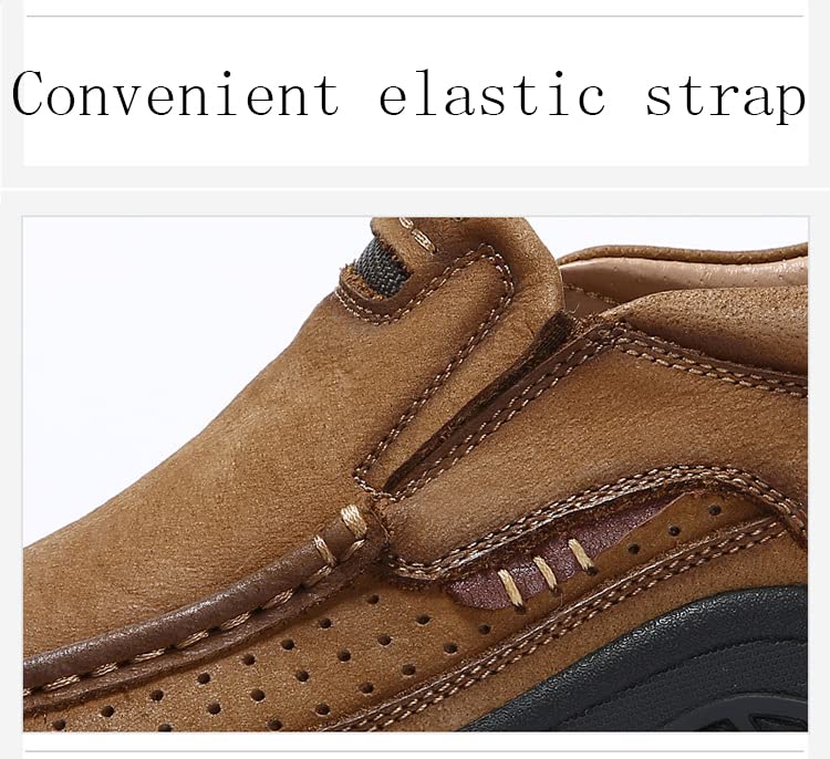 Premium Men's Slip-On Loafers - Genuine Leather Comfort Shoes for Work & Outdoor | Handmade Casual Hiking Shoes for Dad | Plus Size Available | Perfect for Office, Travel & Daily Wear