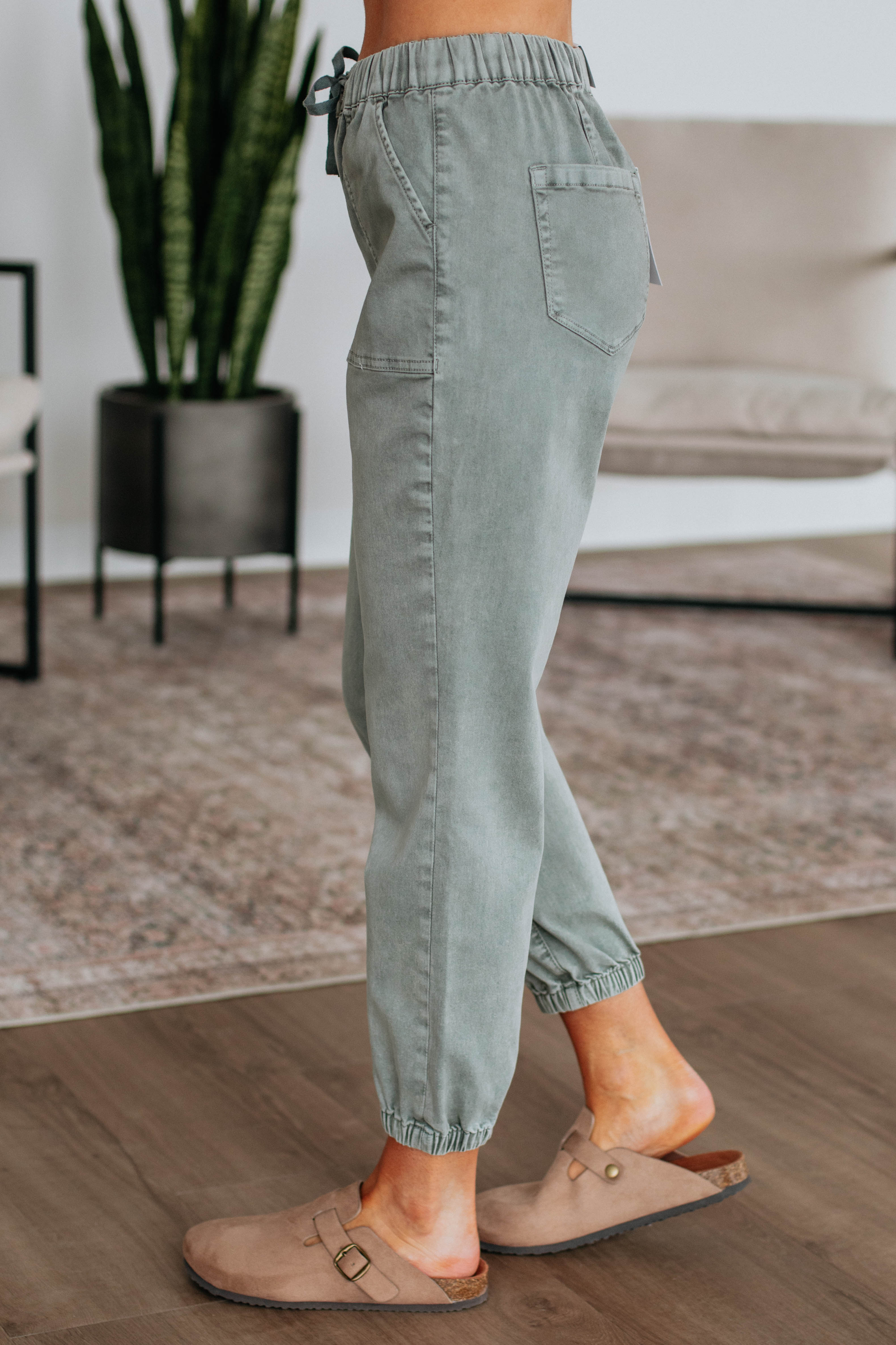 Drea Mica Joggers for Women - Soft Dusty Sage Green Lounge Pants - Comfortable Casual Wear for Yoga, Running, and Home Relaxation