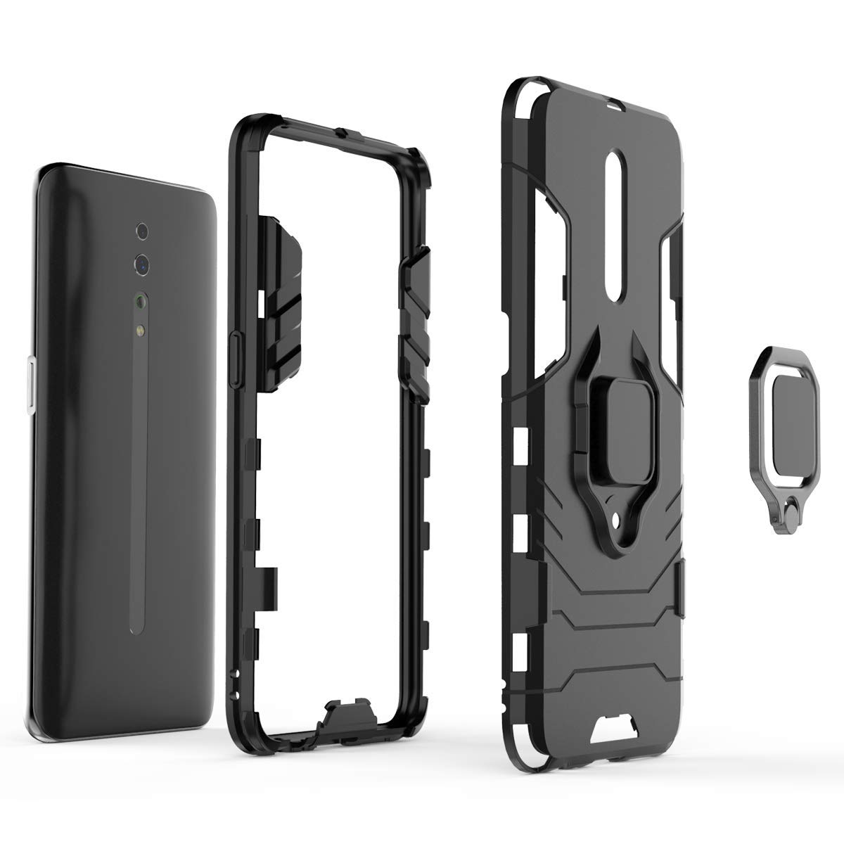 Oppo Reno Z PCDM10 PCDT10 CPH1979 Case with 360° Rotating Ring Holder & Magnetic Car Mount - Blue | Perfect for Daily Use, Commuting & Travel