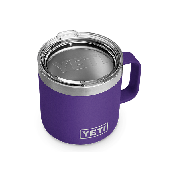 Yeti Rambler 14 Oz Insulated Stainless Steel Travel Mug with Lid - Peak Purple | Hot & Cold Drink Tumbler for Camping, Office & Outdoor Adventures
