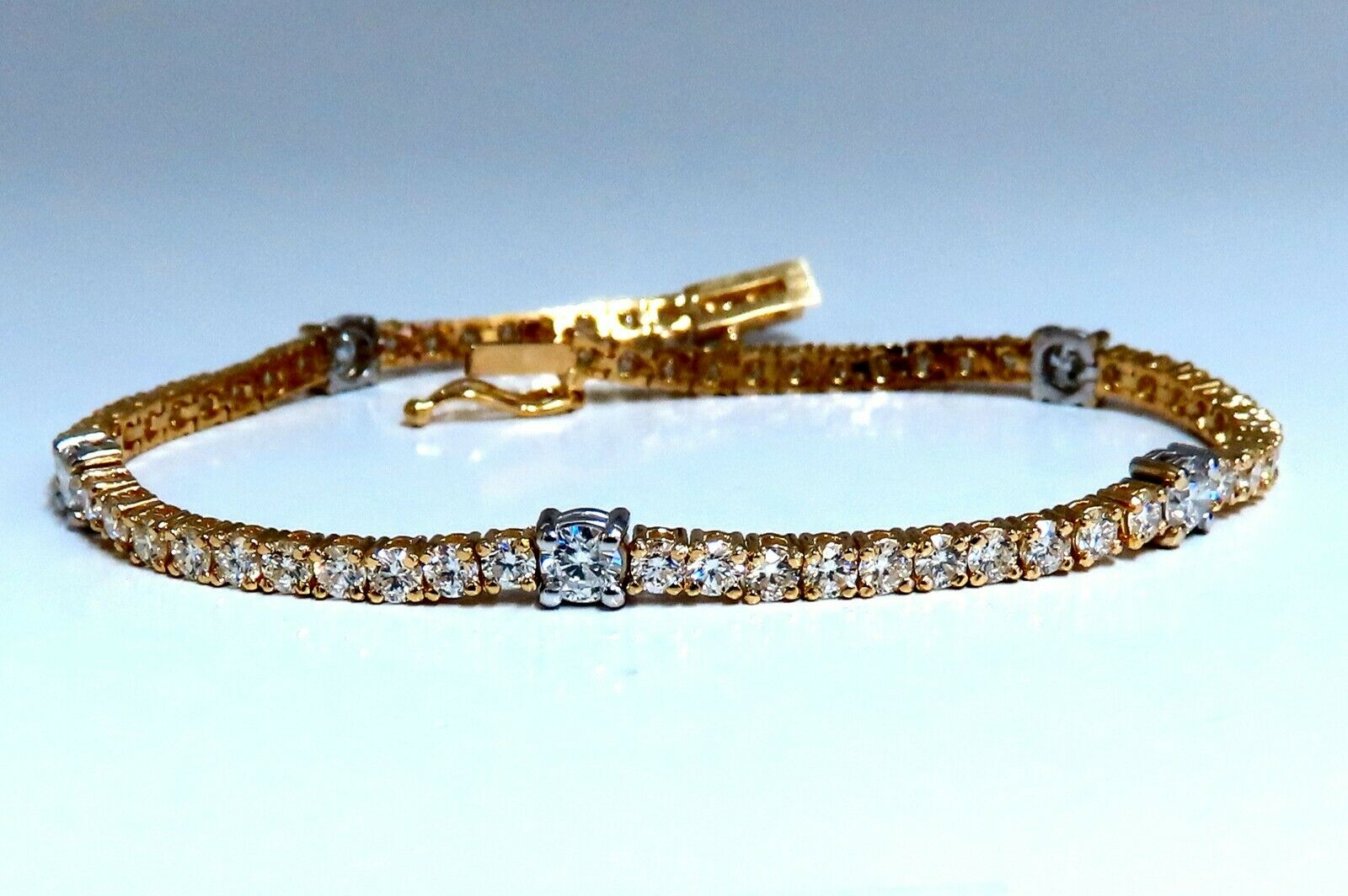 4.51ct Natural Diamond Tennis Bracelet in 14kt Gold - Classic Station Alternate Design for Women | Elegant Jewelry Gift for Anniversary, Wedding & Special Occasions