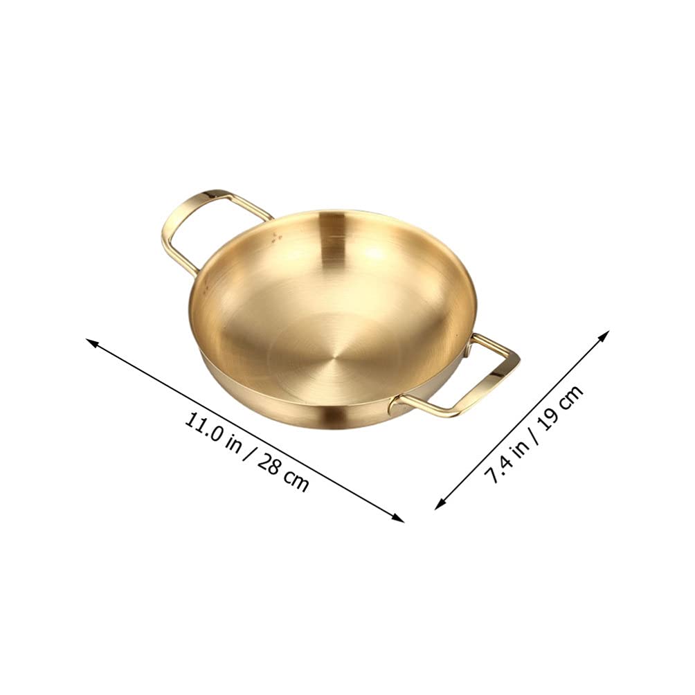 Premium 11-inch Stainless Steel Paella Pan with Heat-Resistant Handles - Professional Carbon Steel Skillet for Home Kitchen & Restaurant Use - Perfect for Cooking Paella, Stir-Fry, Searing Meats & Serving Salads