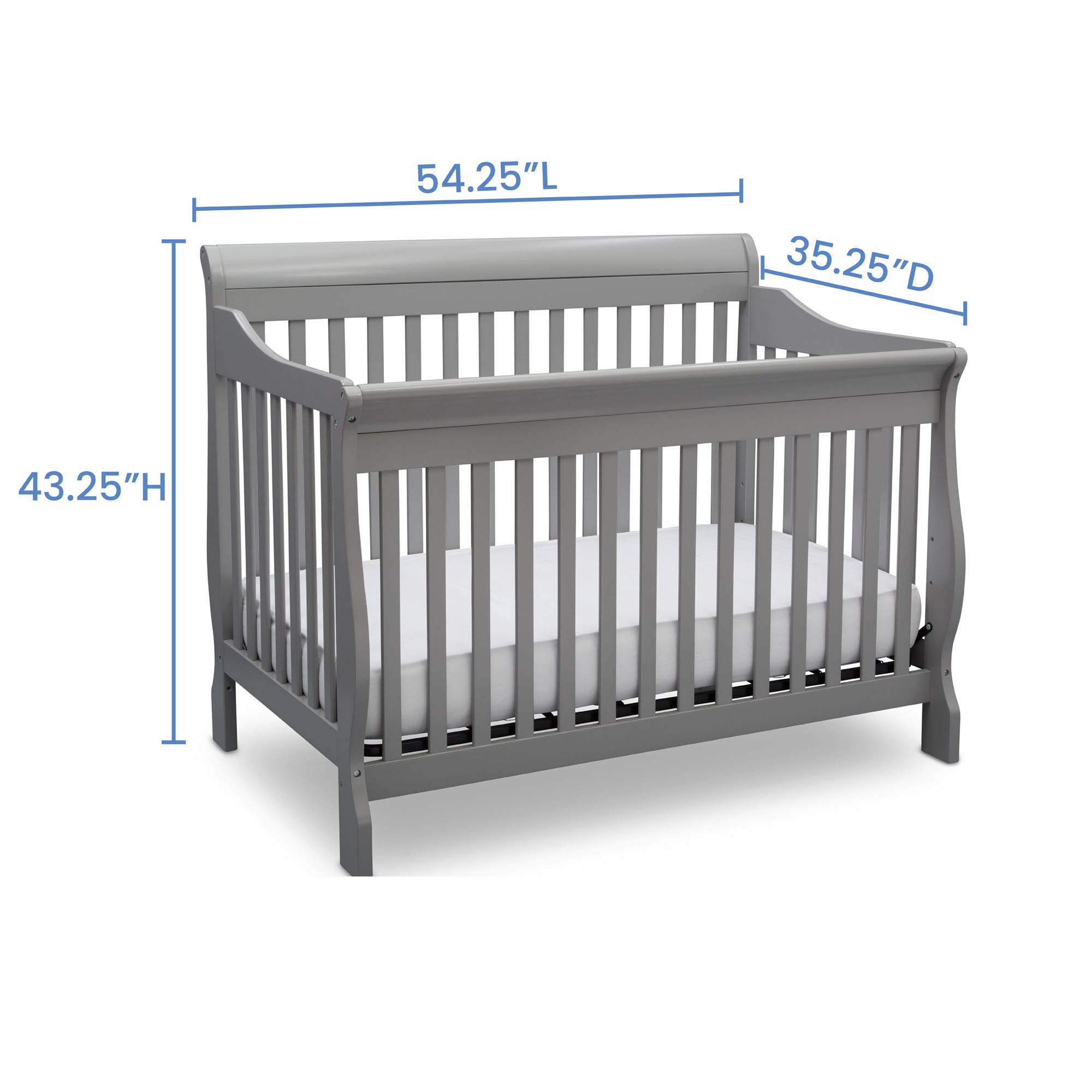 Delta Children Canton 4-in-1 Convertible Crib with Serta Perfect Slumber Mattress - Grey Convertible Baby Crib to Toddler Bed with Dual-Sided Recycled Fiber Core Mattress | Nursery Furniture for Newborns & Toddlers | Safe Sleep Solution for Growing Babies