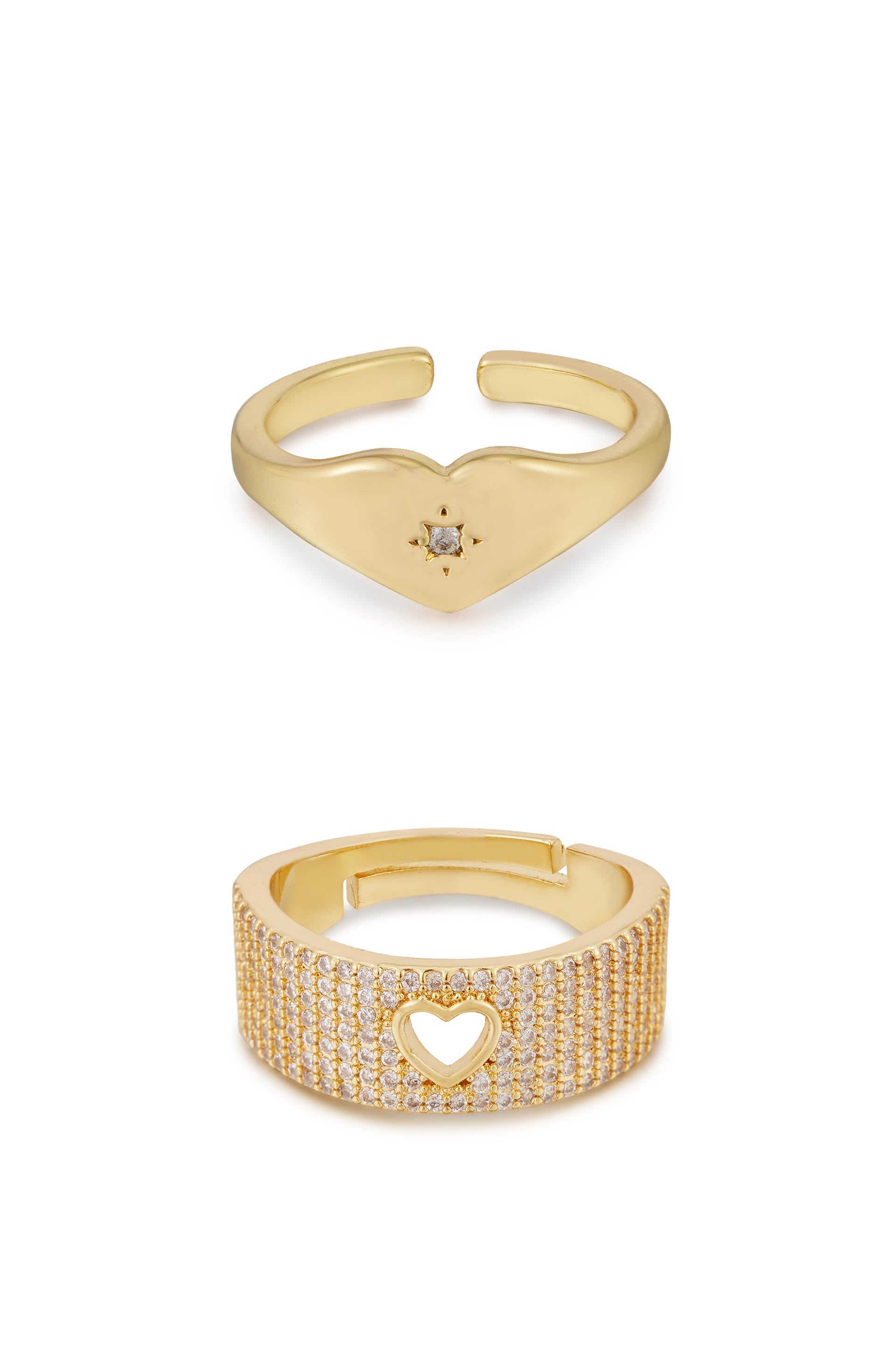 All Hearts Adjustable Ring Set for Women - 3 Pack Stackable Rings for Valentine's Day, Anniversary & Everyday Wear