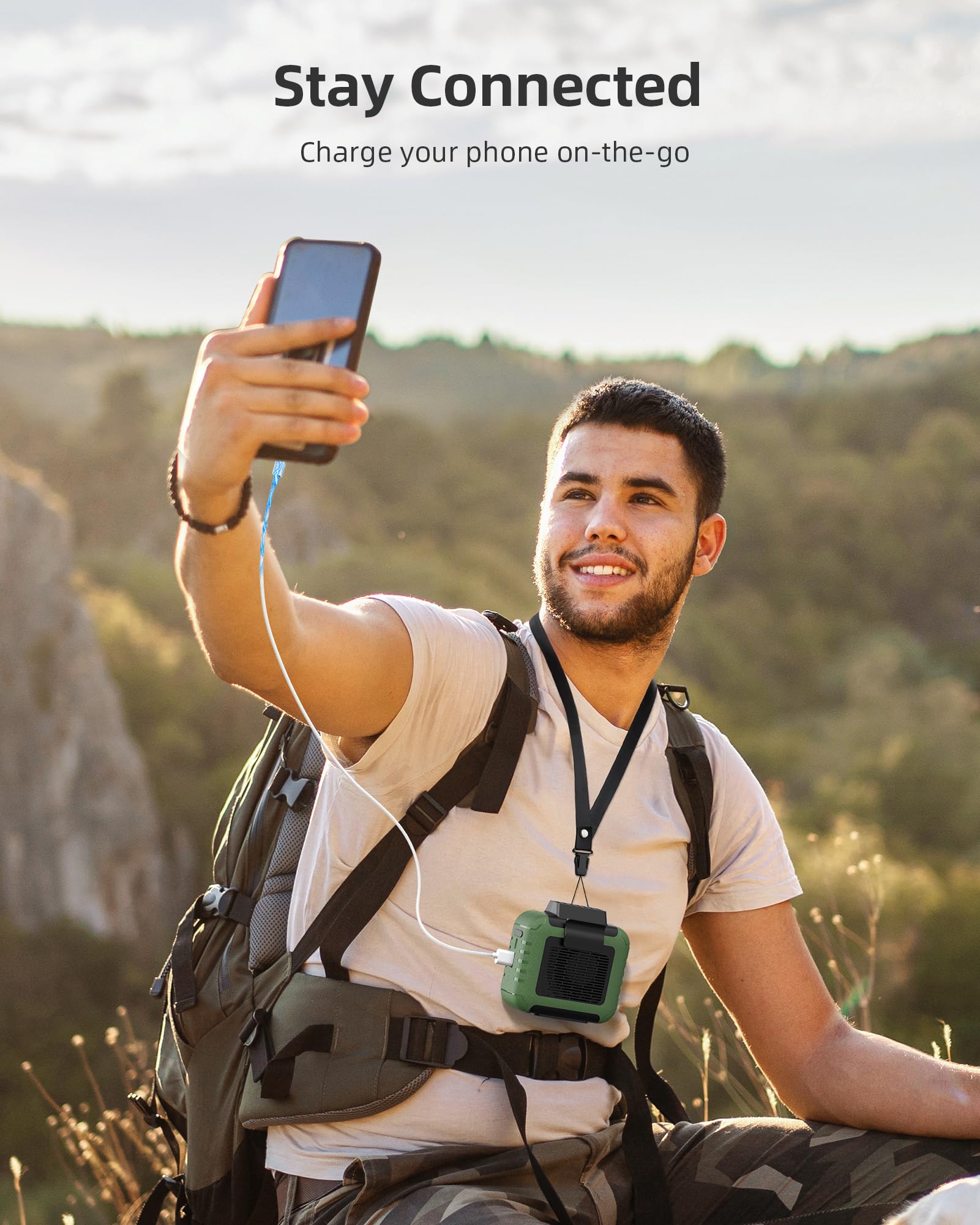 Portable Waist Fan with 23-Hour Battery Life - Strong Airflow Personal Cooling Fan with 3 Speed Settings - Hands-Free Wearable Belt Fan for Outdoor Work, Hiking, Fishing & Farming - Stay Cool Under Shirt in Hot Weather