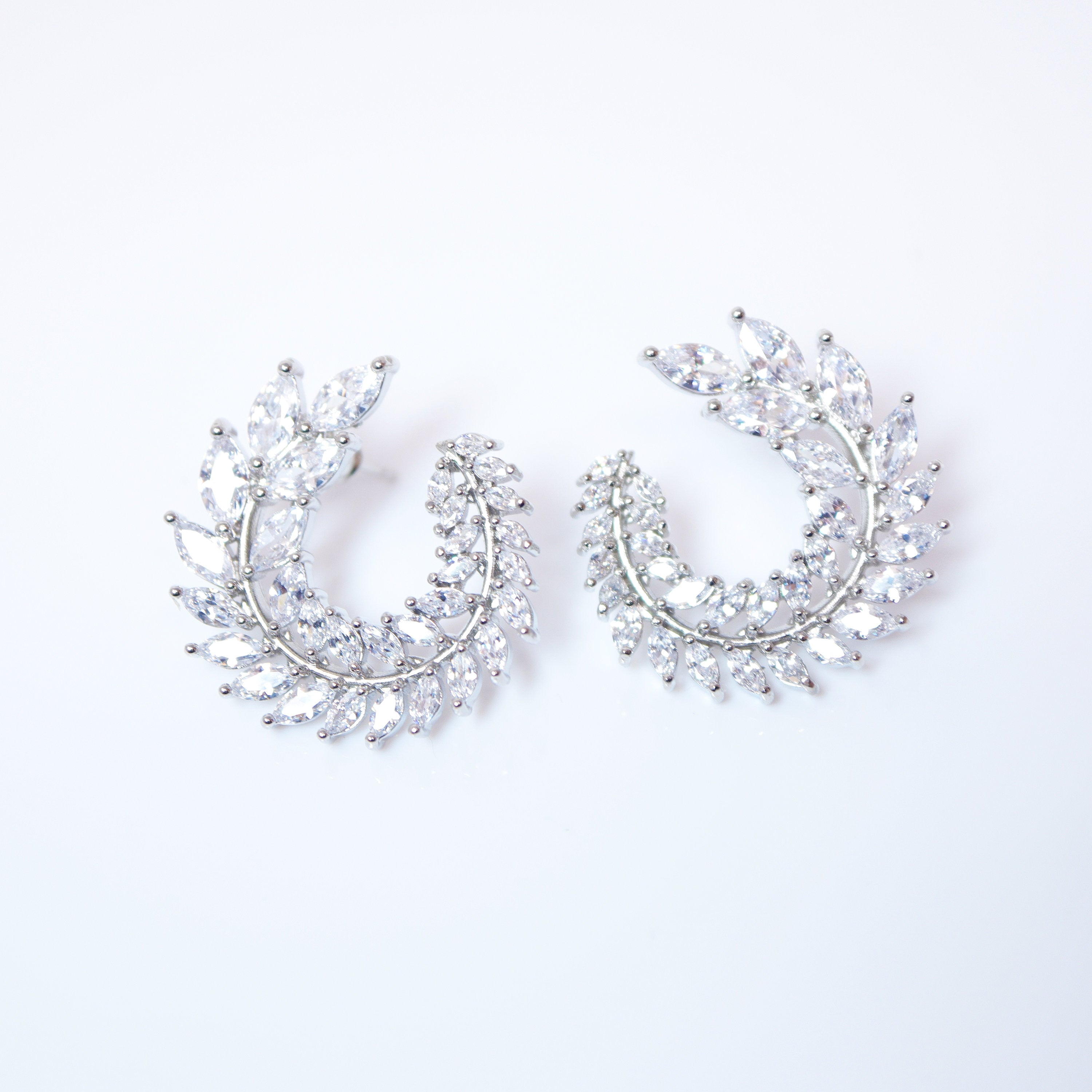 CZ Dainty Leafy Vine Earrings - Diamond Leaves Drop Earrings for Women, Long Crystal Bridal Jewelry, Wedding Party Accessories - Perfect for Bridal Shower, Engagement & Formal Occasions
