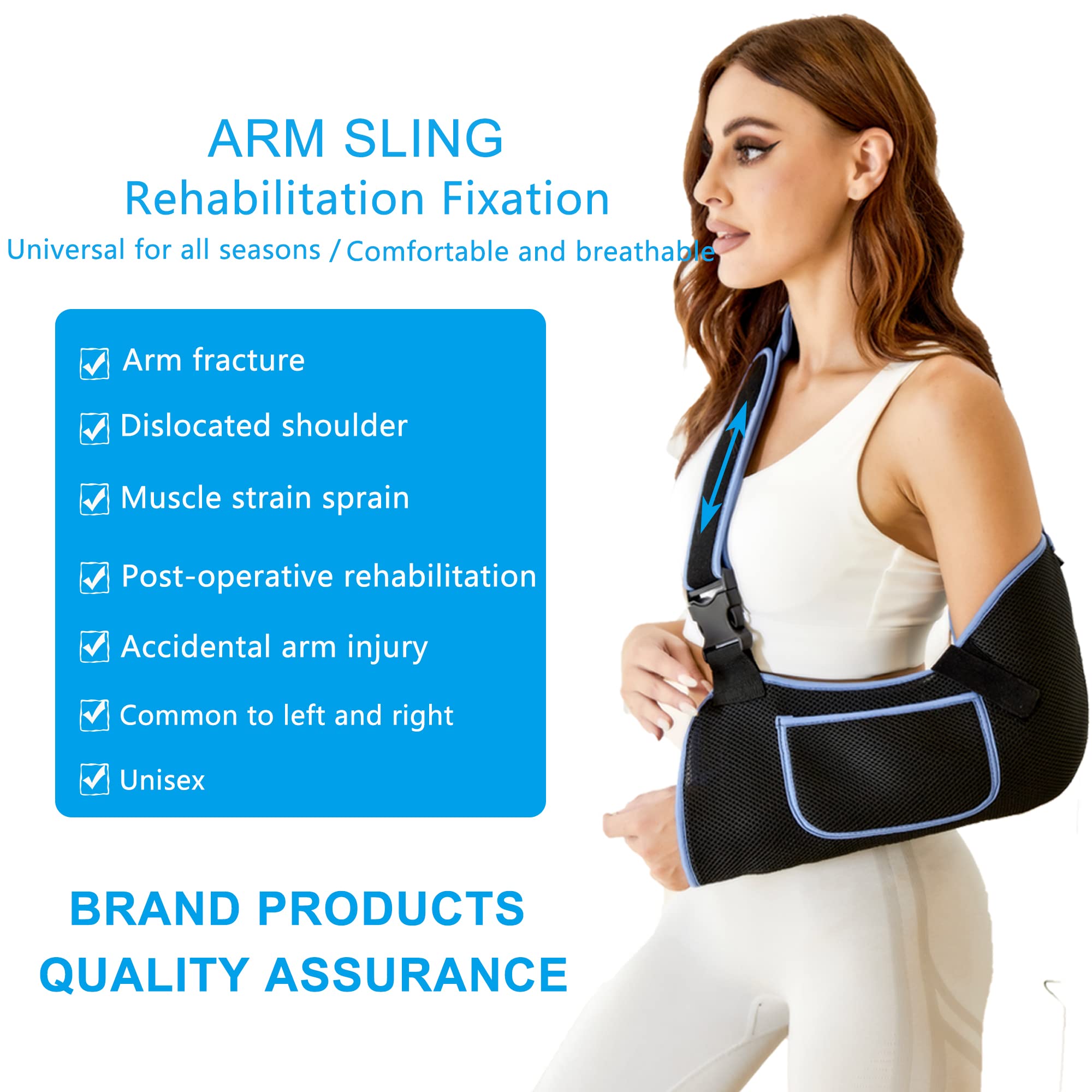 Rotator Cuff Support Brace & Shoulder Immobilizer Sling - Adjustable Medical Arm Sling for Left/Right Shoulder Injuries, Broken Bones, Dislocations & Strains - Comfortable Unisex Design (Medium) - Ideal for Post-Surgery Recovery & Sports Injury Support