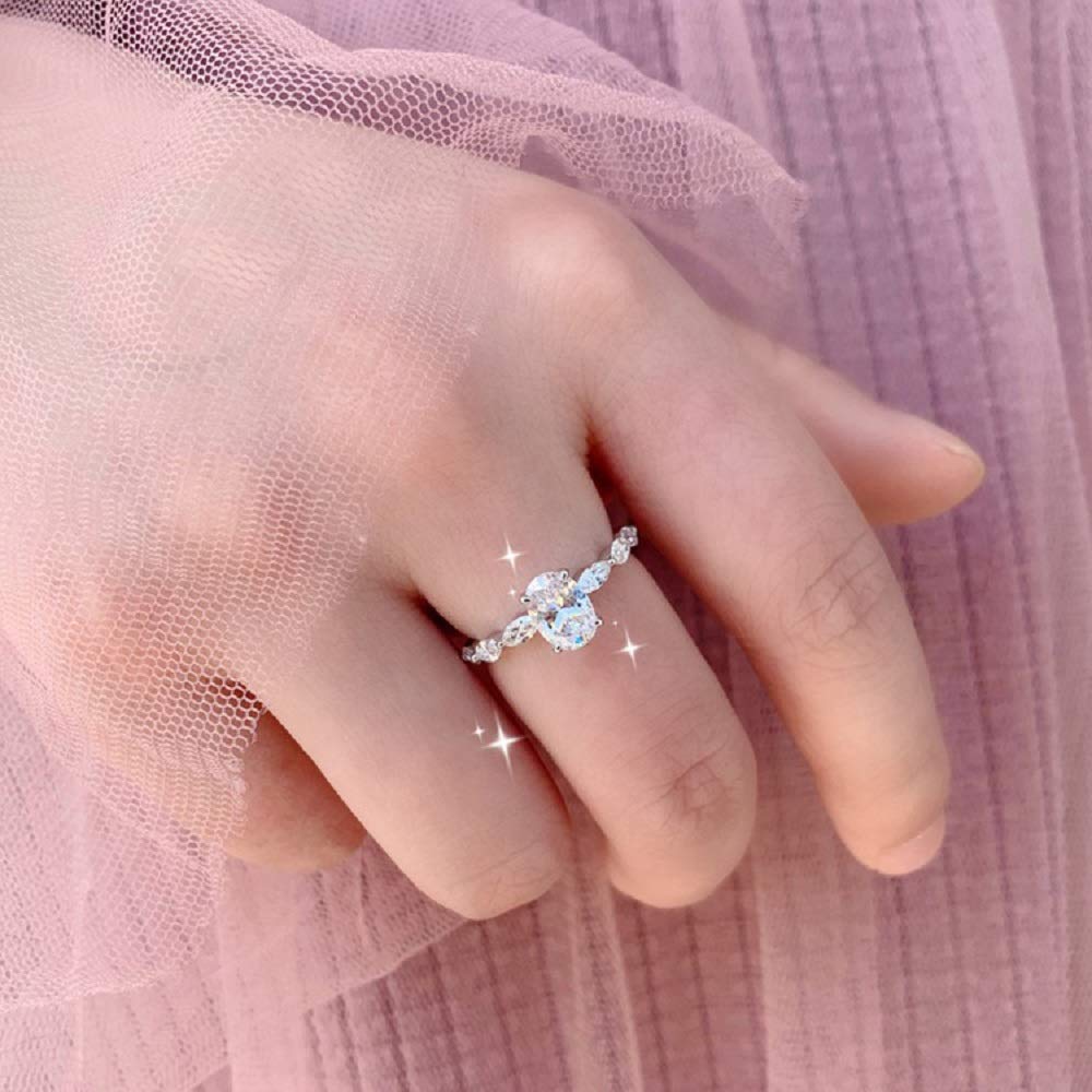 LTCXCXCD Moissanite Dove Egg Diamond Wedding Ring for Women - Cubic Zirconia Infinity Halo Engagement Ring - Solitaire Ring Size 8 | Perfect for Proposals, Anniversaries & Bridal Jewelry