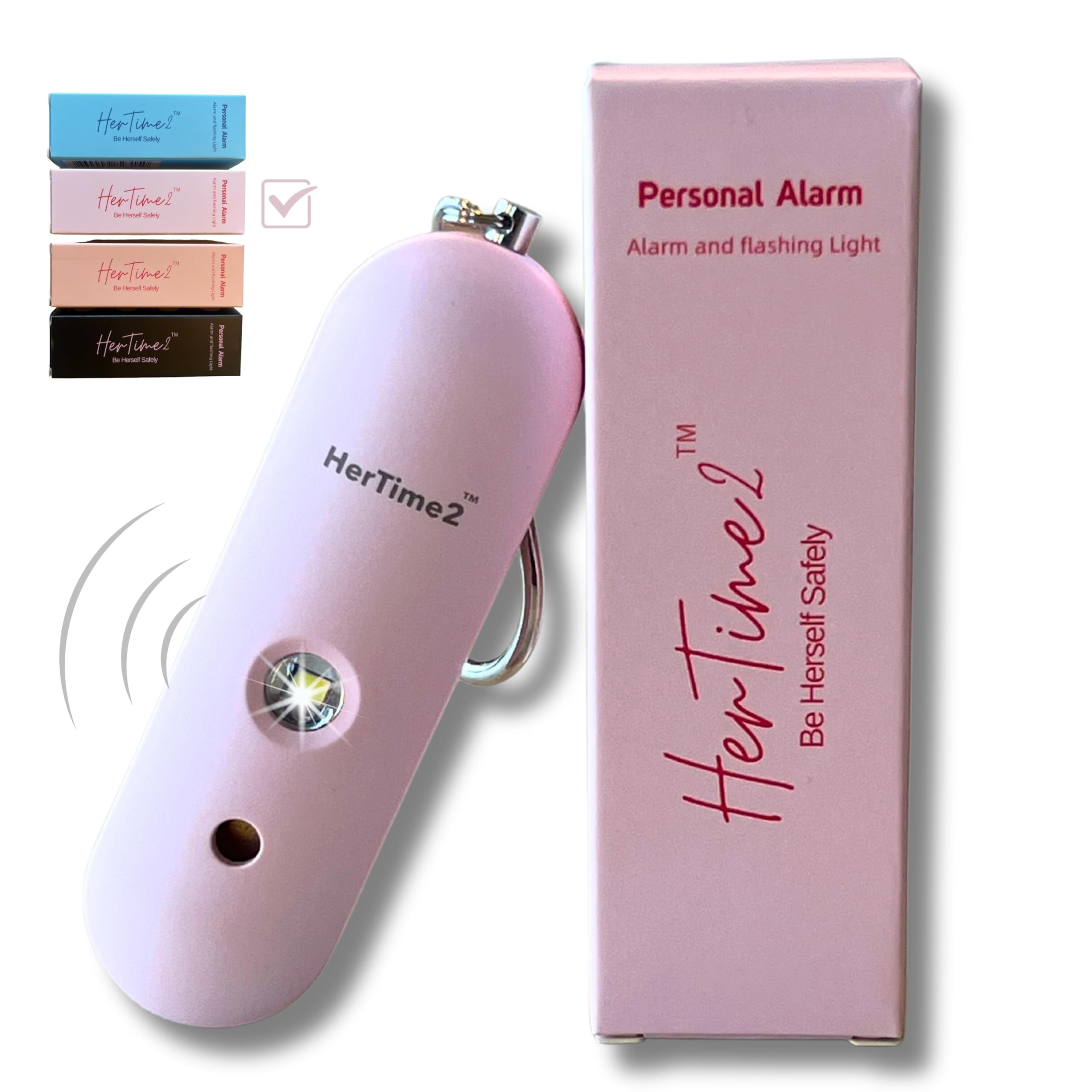 Personal Safety Alarm for Women - Waterproof Self Defense Keychain with Loud Siren & Strobe Light - Emergency Security Device for Travel, Jogging & Night Commutes (Cotton Candy Pink)