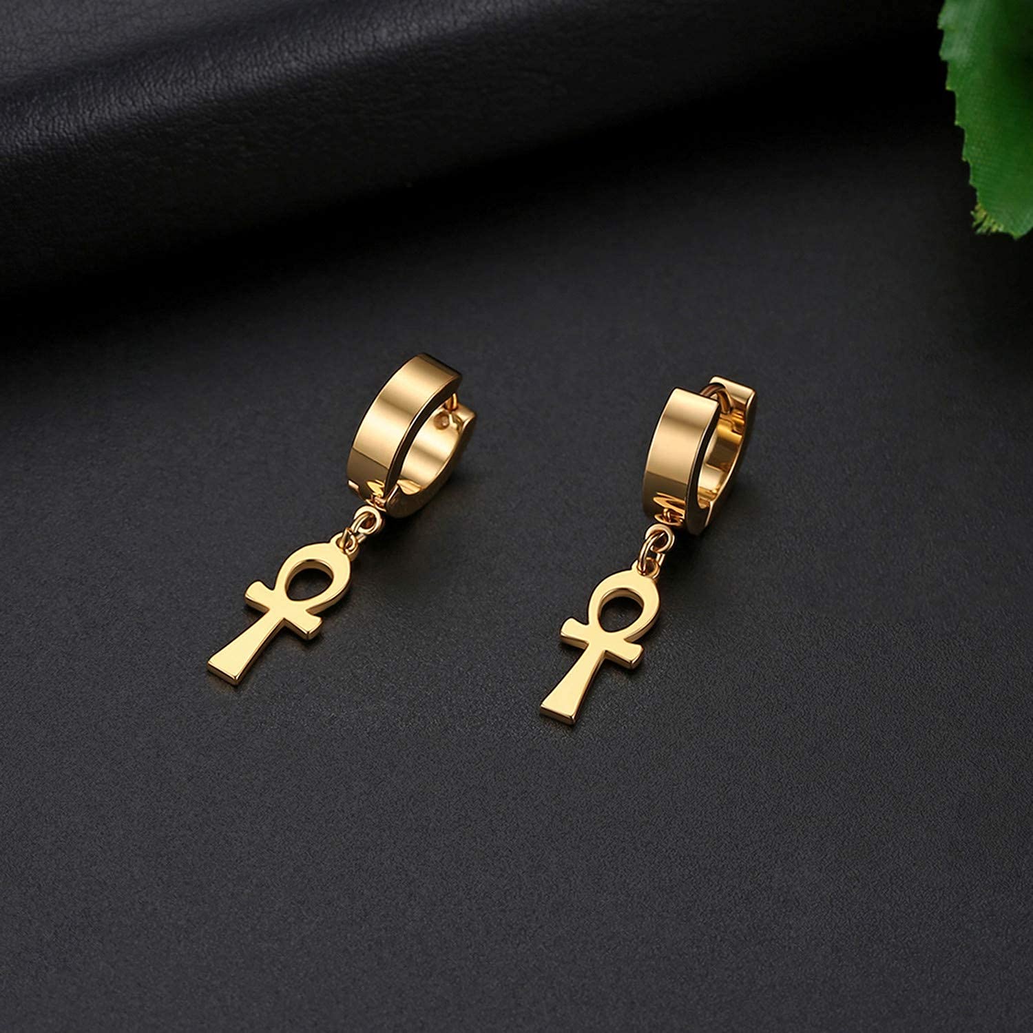 Ankh Cross Earrings for Men & Women - Stainless Steel Egyptian Symbol Stud & Dangle Hoop Earrings - Perfect for Gifts, Parties, and Everyday Wear