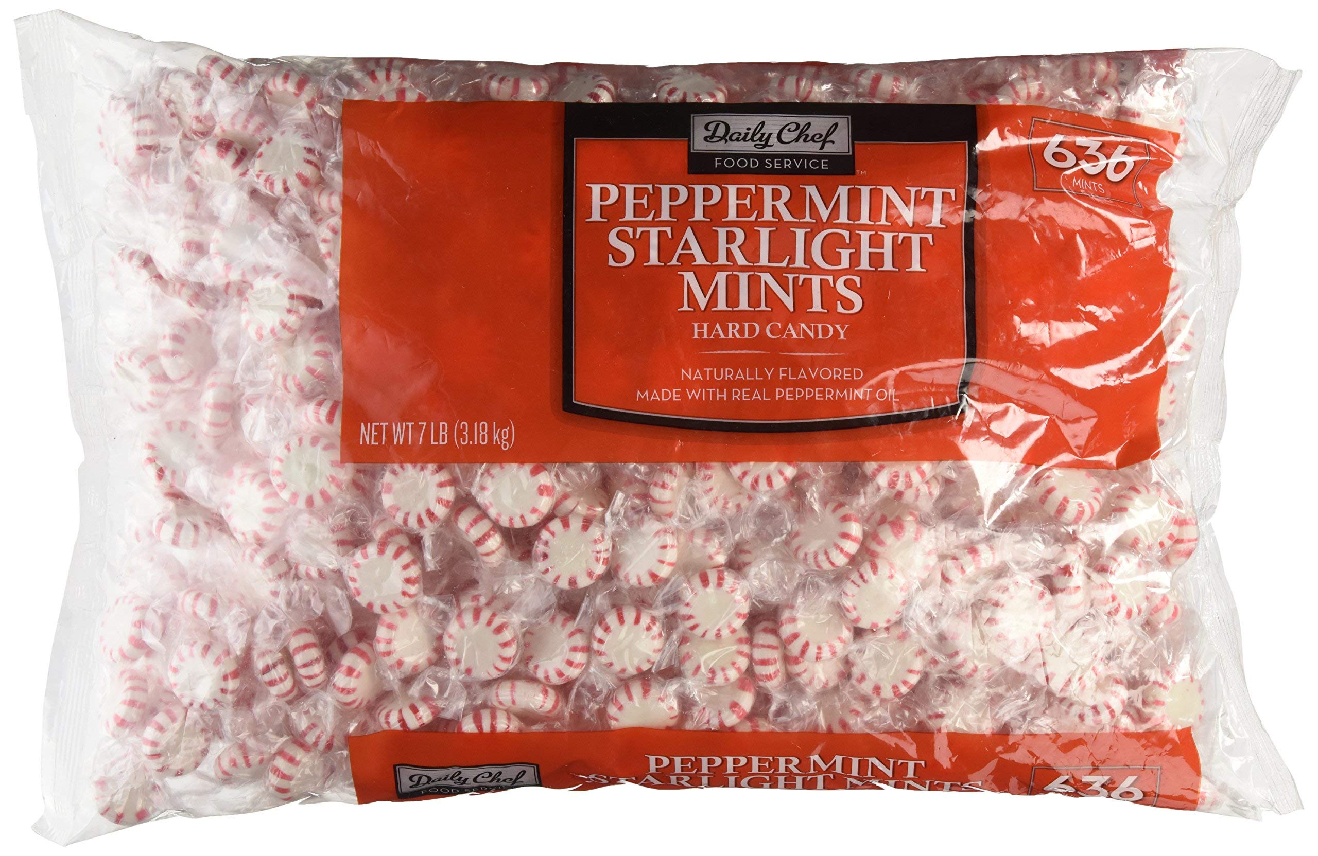 Premium Peppermint Starlight Mints - 7 Pound Bulk Candy (636 Count) - Perfect for Holiday Parties, Office Treats & Candy Buffets - Individually Wrapped for Freshness