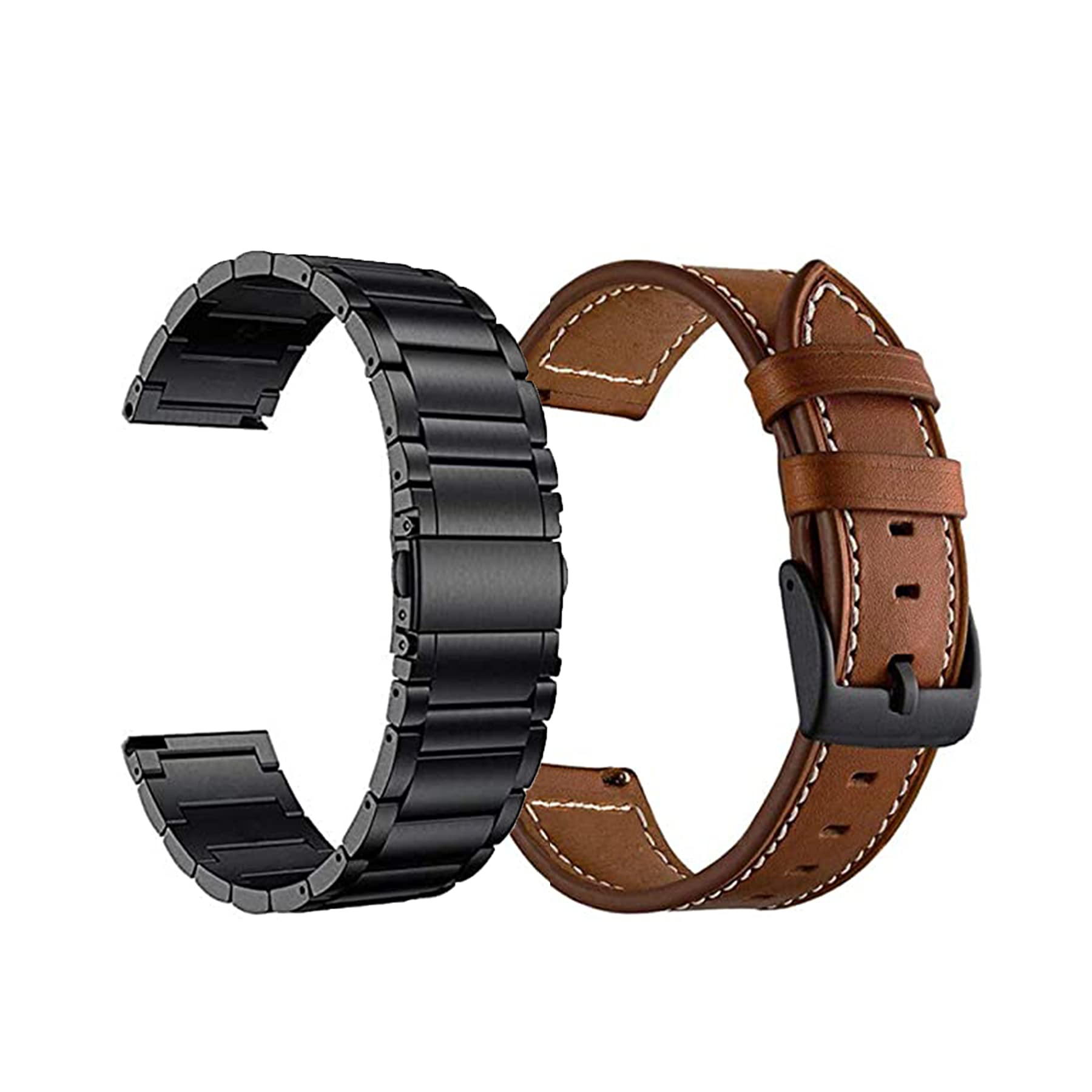 Premium 22mm Metal & Leather Watch Bands Compatible with Amazfit GTR 4/3/3 Pro/2/2e - Stainless Steel Replacement Straps for Men & Women | Perfect for Workouts, Office Wear & Everyday Fashion