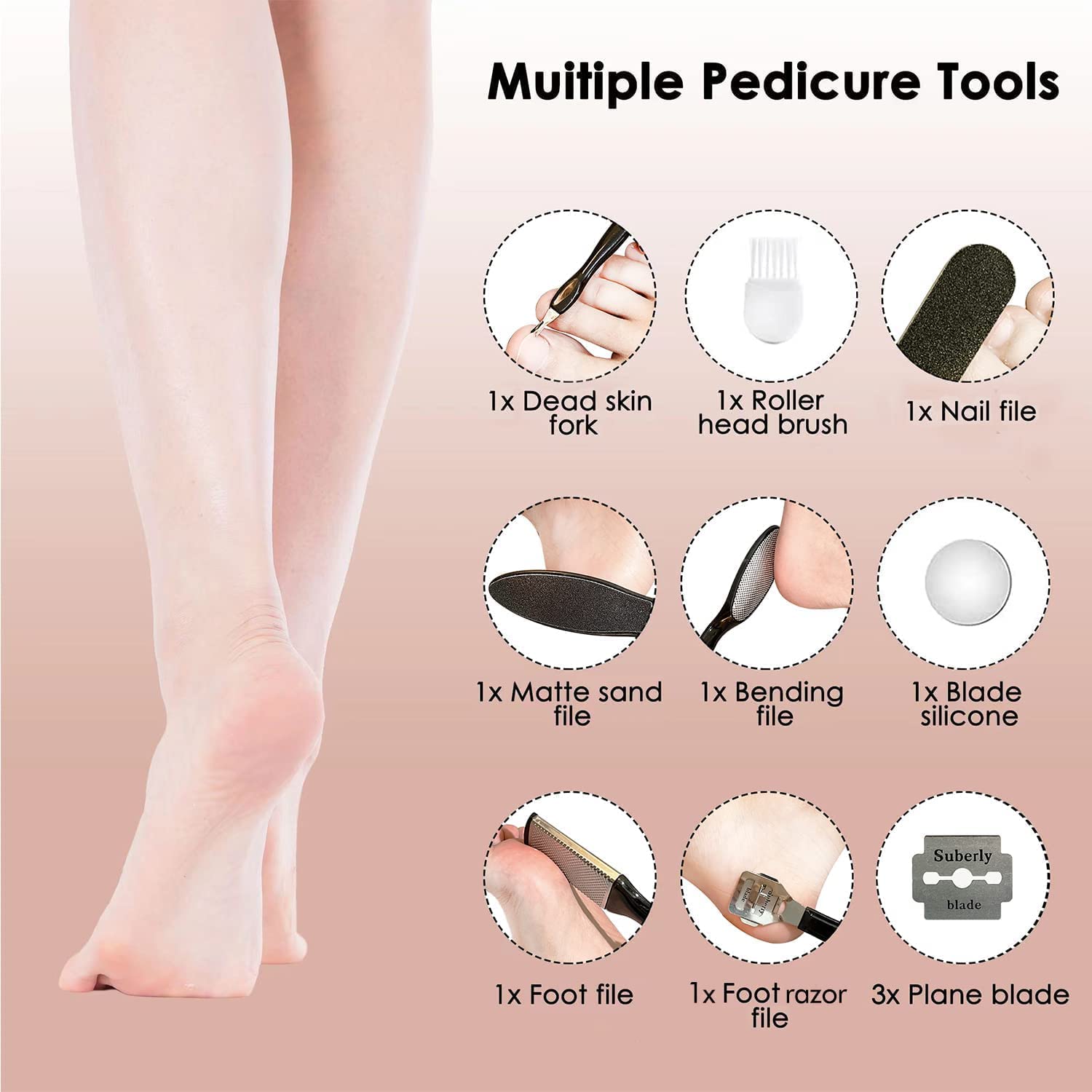 GOPAD Electric Foot Callus Remover - Professional Pedicure Machine for Hard Cracked Skin & Dead Skin Removal - Rechargeable Foot Scrubber Roller with Spin Technology - Home Spa Pedi Care (Multicolor) - Perfect for At-Home Foot Care & Relaxation After Workouts