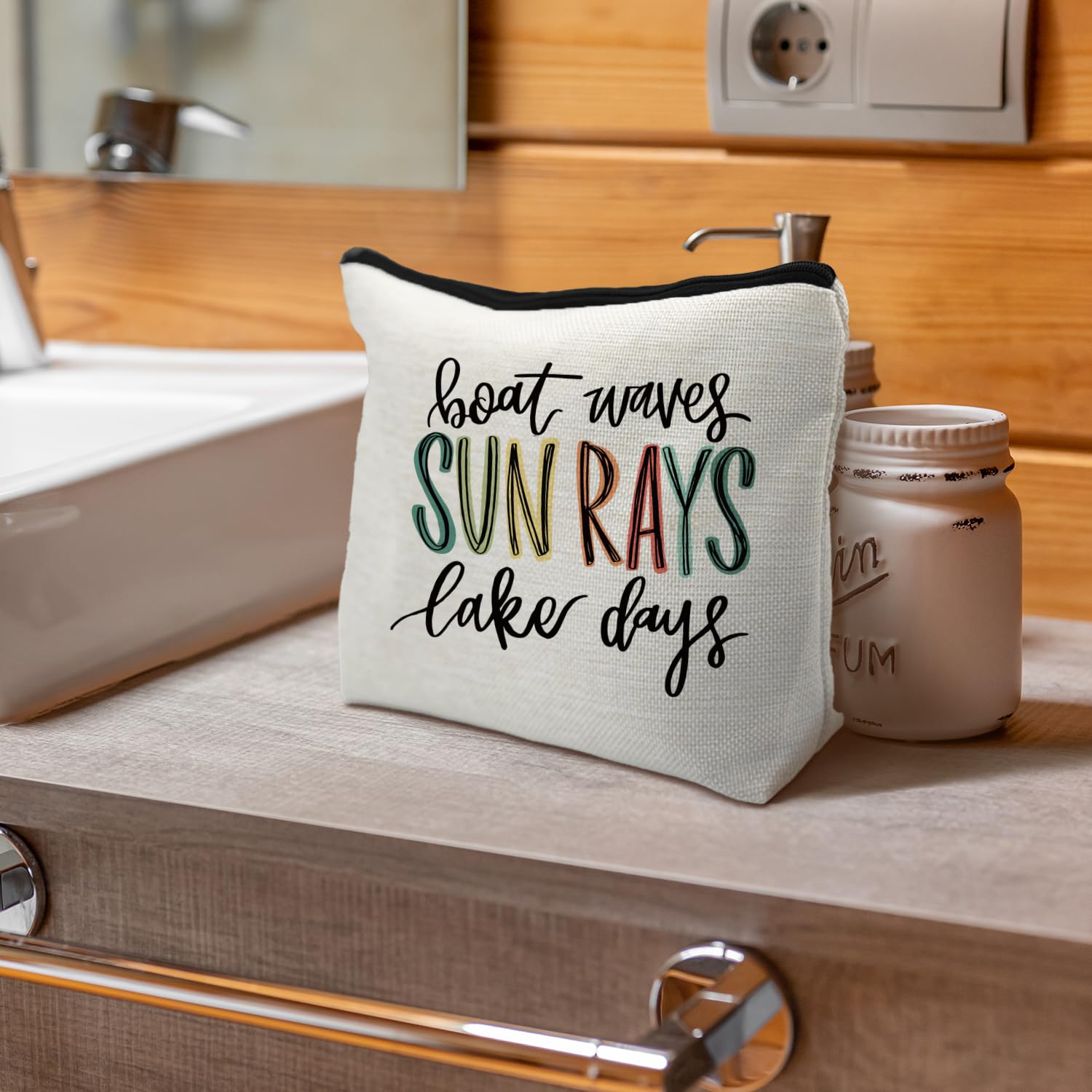 Lake Life Makeup Bag for Women - Small Travel Cosmetic Bag with Zipper, Perfect for Purse & Lake House Gifts - Ideal for Travel, Beach Trips & Everyday Use