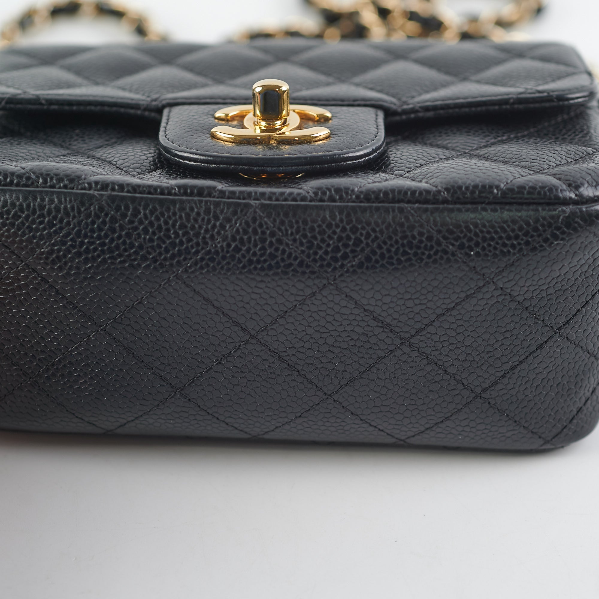 Chanel Mini Square Caviar Leather Crossbody Bag with Gold Hardware in Black - Perfect for Evening Events & Luxury Fashion Accessories