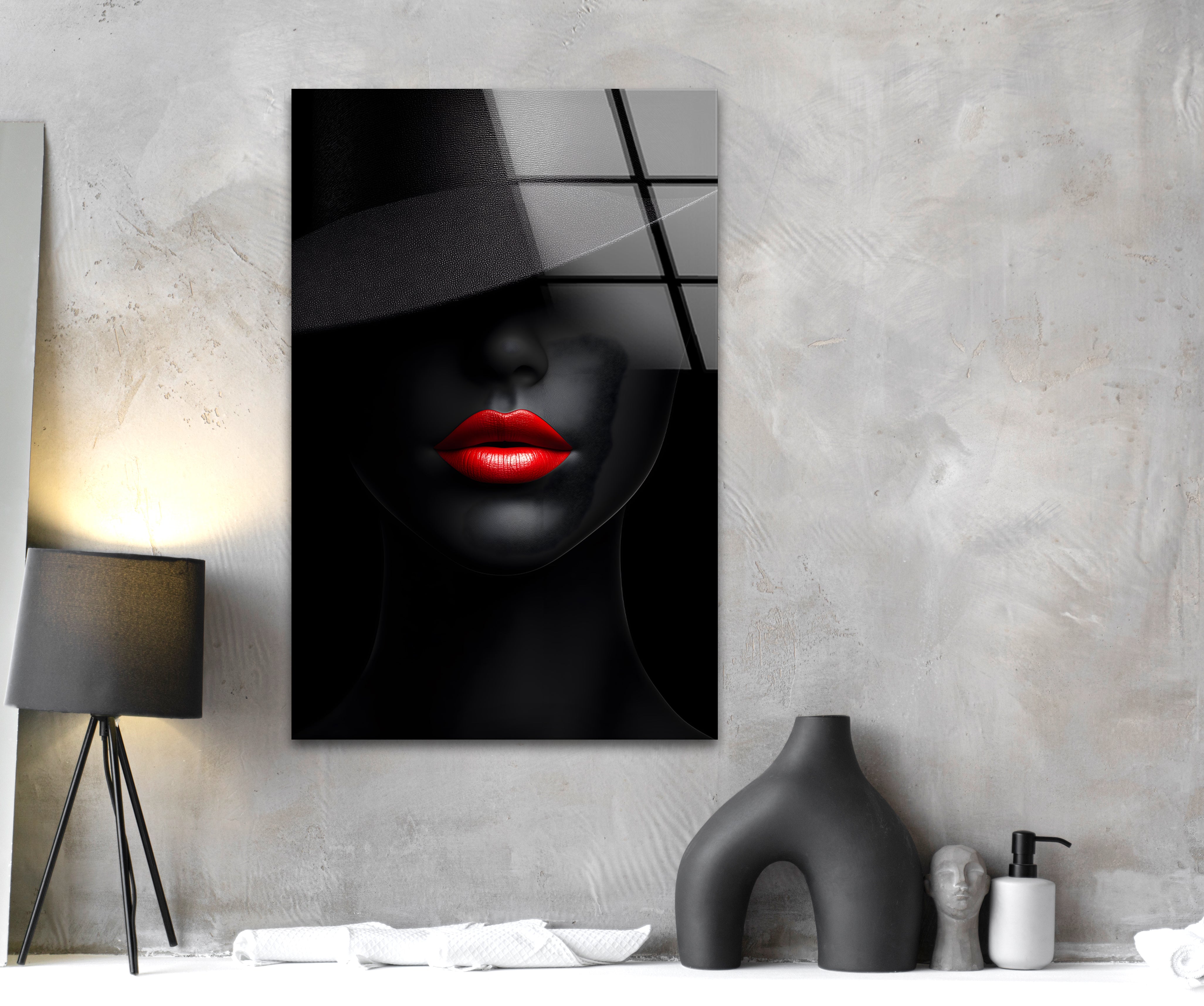 Stunning Black and White Portrait of a Beautiful Woman - Elegant Glass Wall Art Decor for Living Room, Bedroom & Office