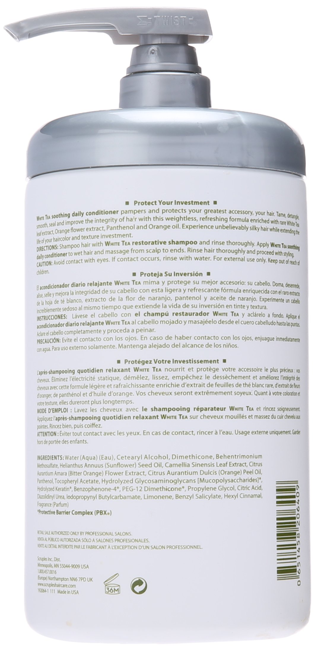 Scruples White Tea Soothing Daily Conditioner 32oz - Hydrating & Nourishing Hair Care for Dry, Damaged Hair - Salon Quality Leave-In Treatment for Smooth, Shiny Locks - Perfect for Daily Use at Home or Salon